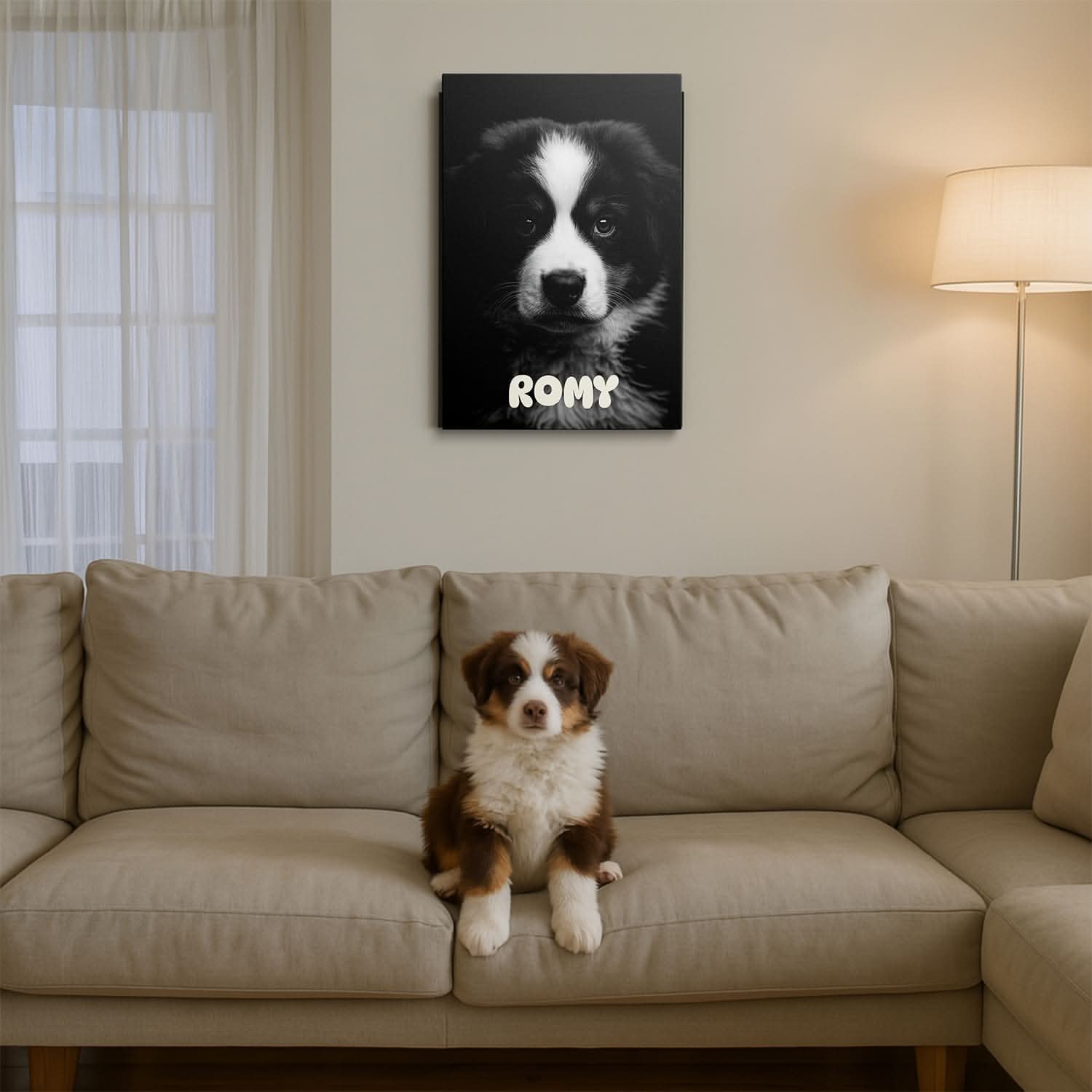 Portrait Animal Personnalisé Noir & Blanc sur Toile – Cadeau Original Élégant
