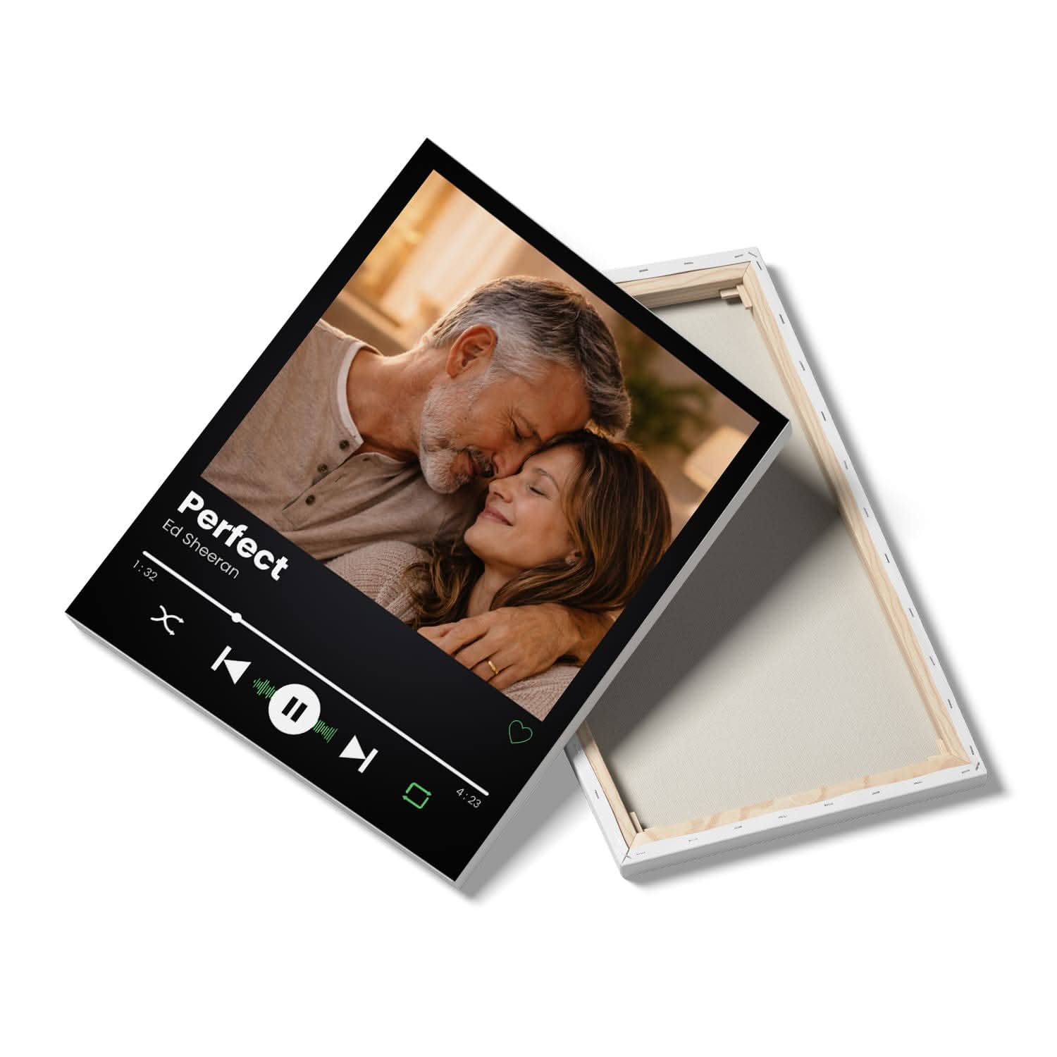 Toile Personnalisée Chanson – Photo Couple avec Lecteur Musical – Cadeau Romantique Unique