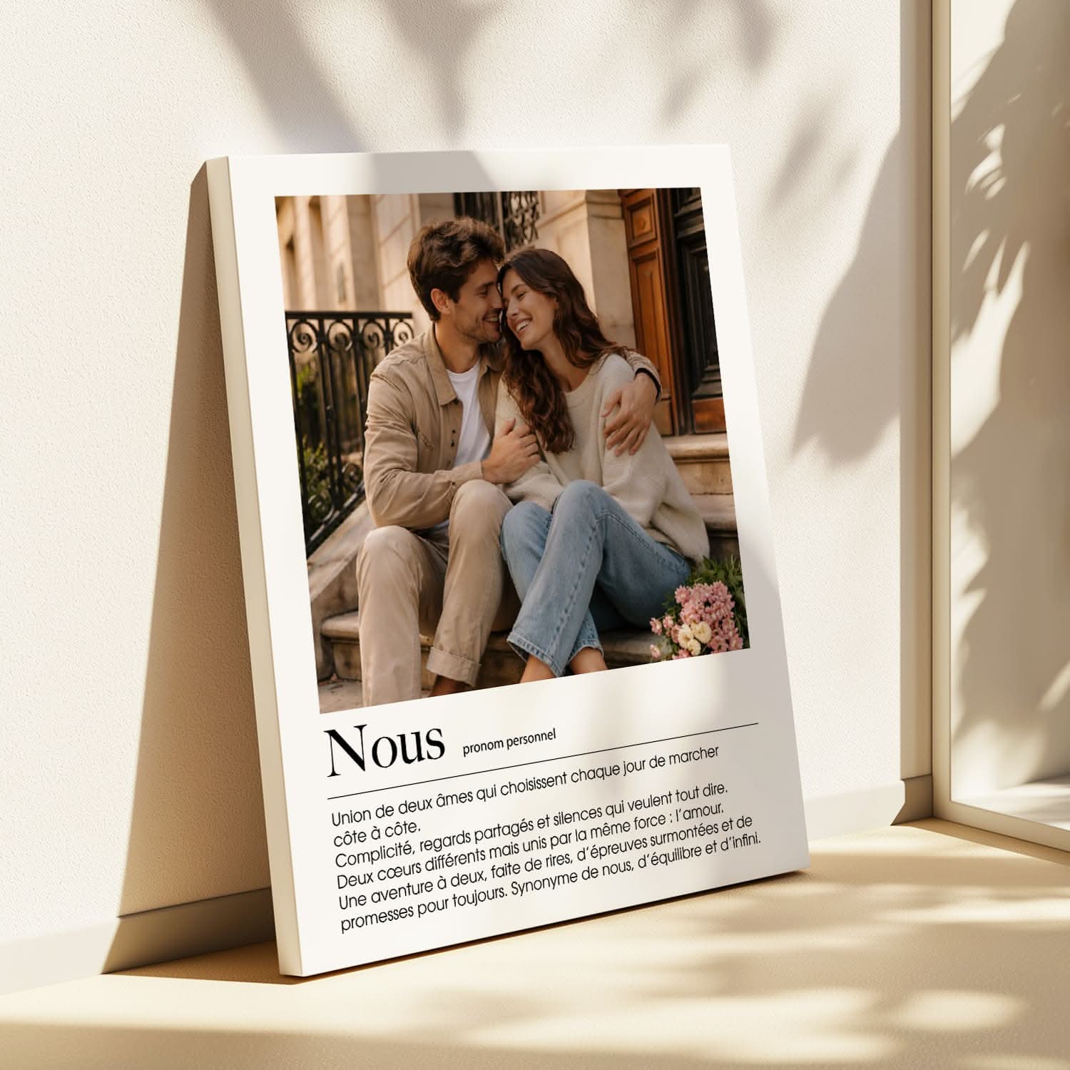 Toile Couple Personnalisée "Nous" – Définition Amour avec Photo – Cadeau Romantique