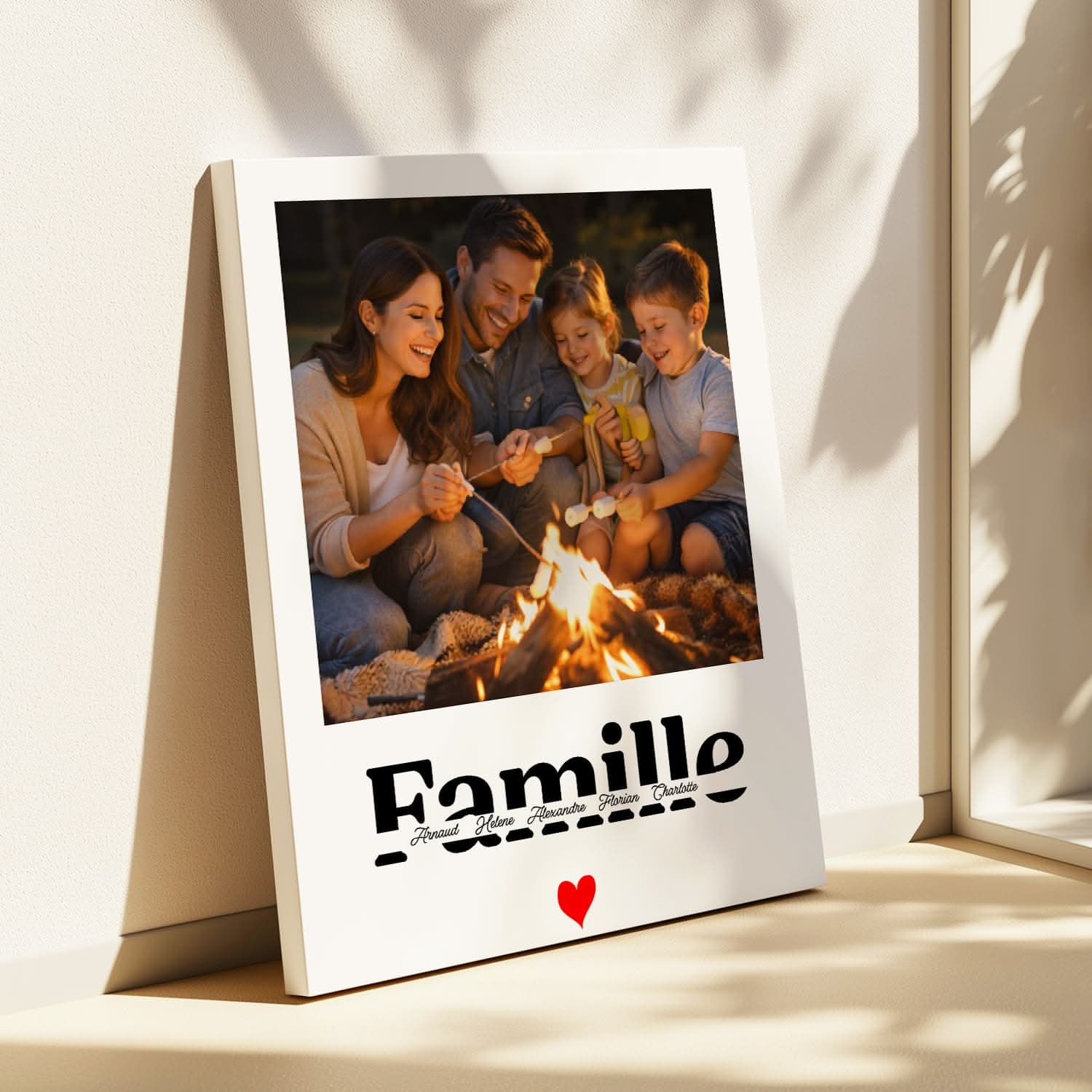 Toile Photo Famille Personnalisée – Nom de Famille en Grand Format – Cadeau Unique