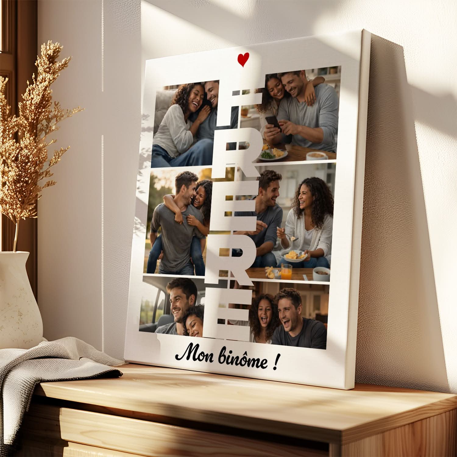 Toile Frère Personnalisé – Lettres FRÈRE avec Photos – Cadeau Frère Original