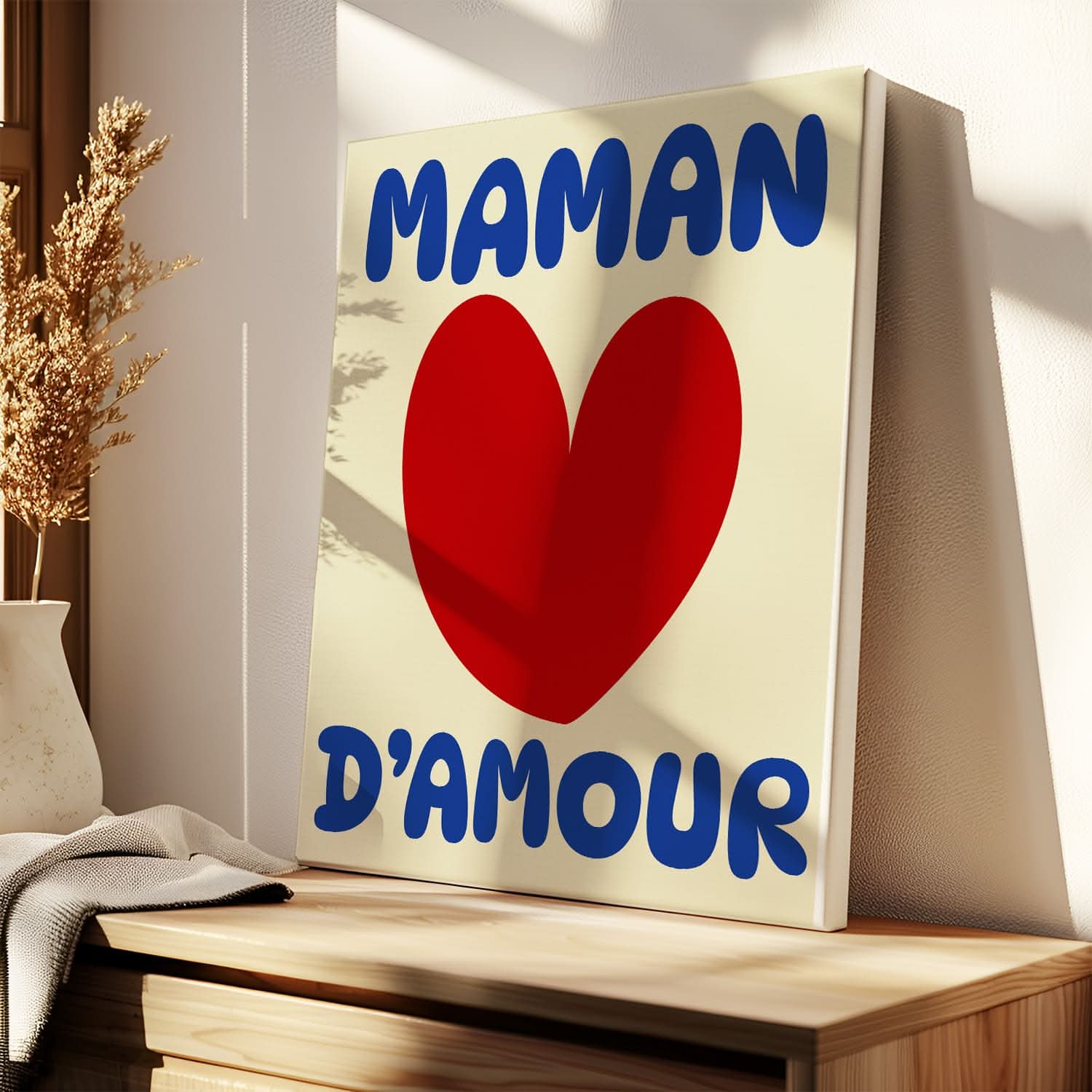 Toile Maman d'Amour Personnalisée – Tableau Cœur – Cadeau Fête des Mères Original