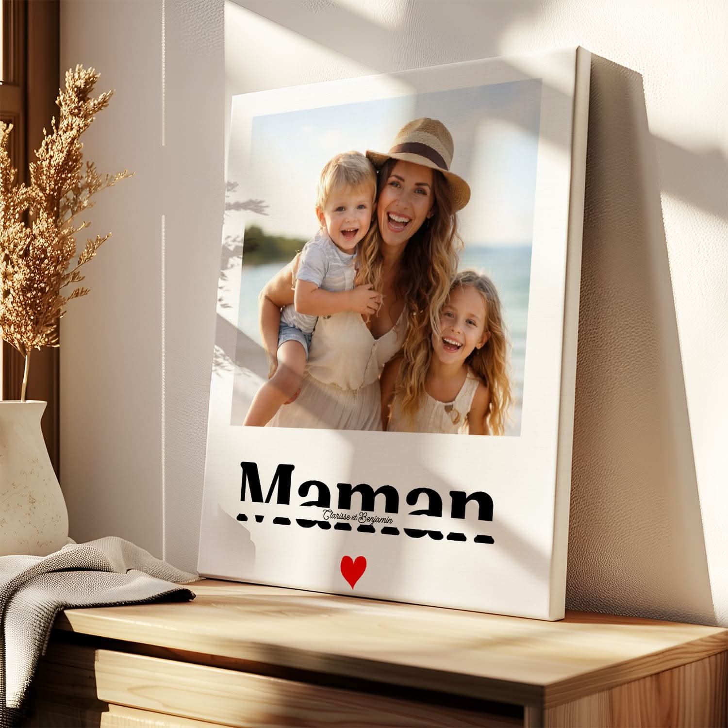 Toile Maman Personnalisée Photo Moderne avec Prénom – Cadeau Fête des Mères Unique