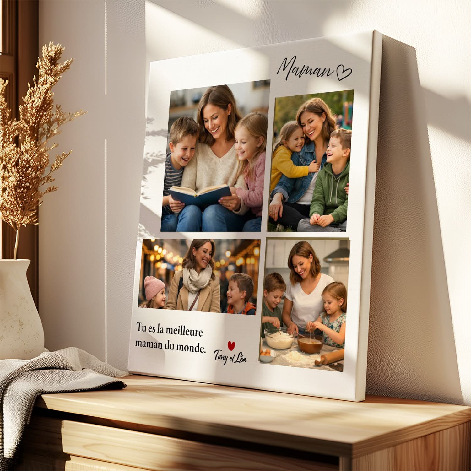 Toile Maman Personnalisée avec Photos – Cadeau Fête des Mères Original
