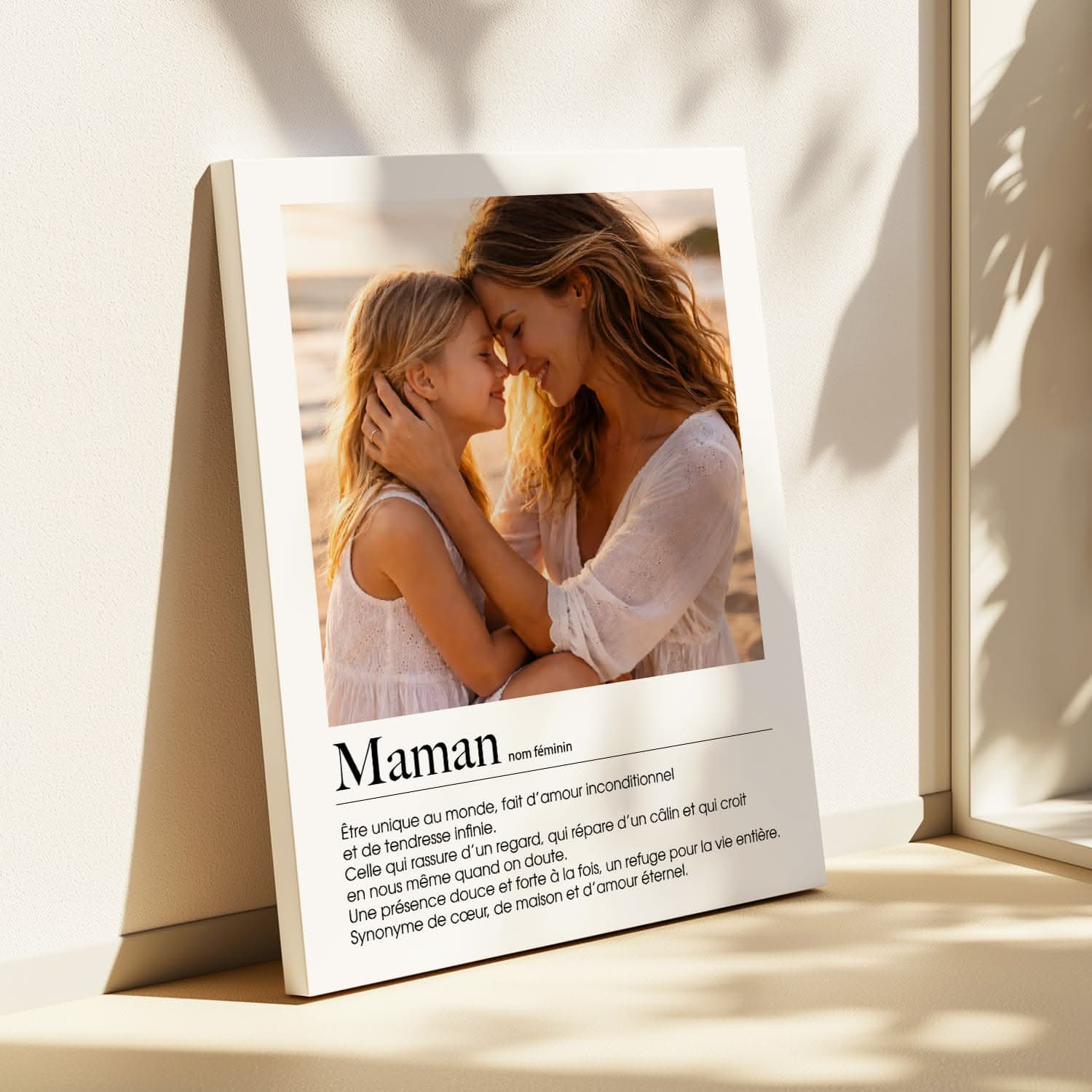 Toile Maman Définition Personnalisée – Photo & Texte Émotionnel – Cadeau Unique