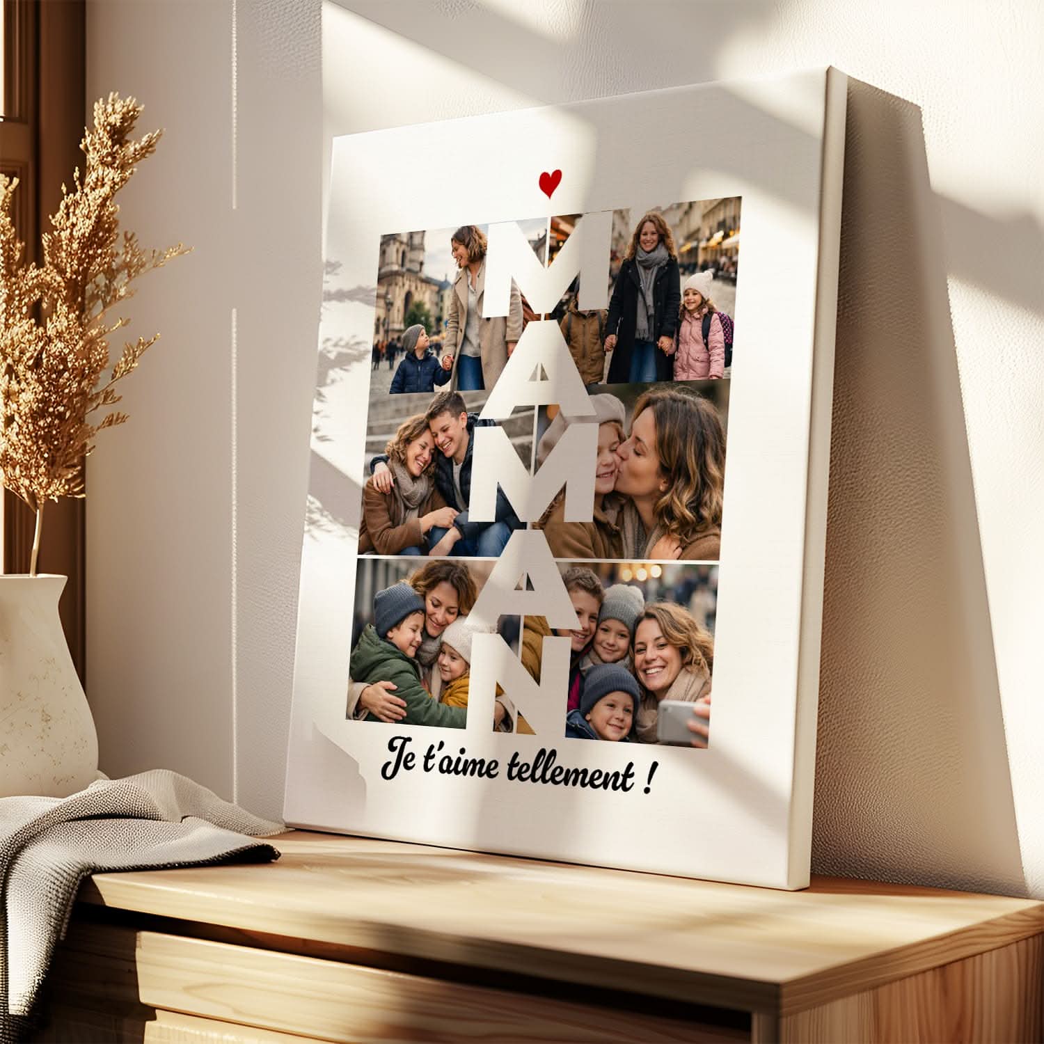 Toile MAMAN Personnalisée Collage Photo – Cadeau Fête des Mères Original
