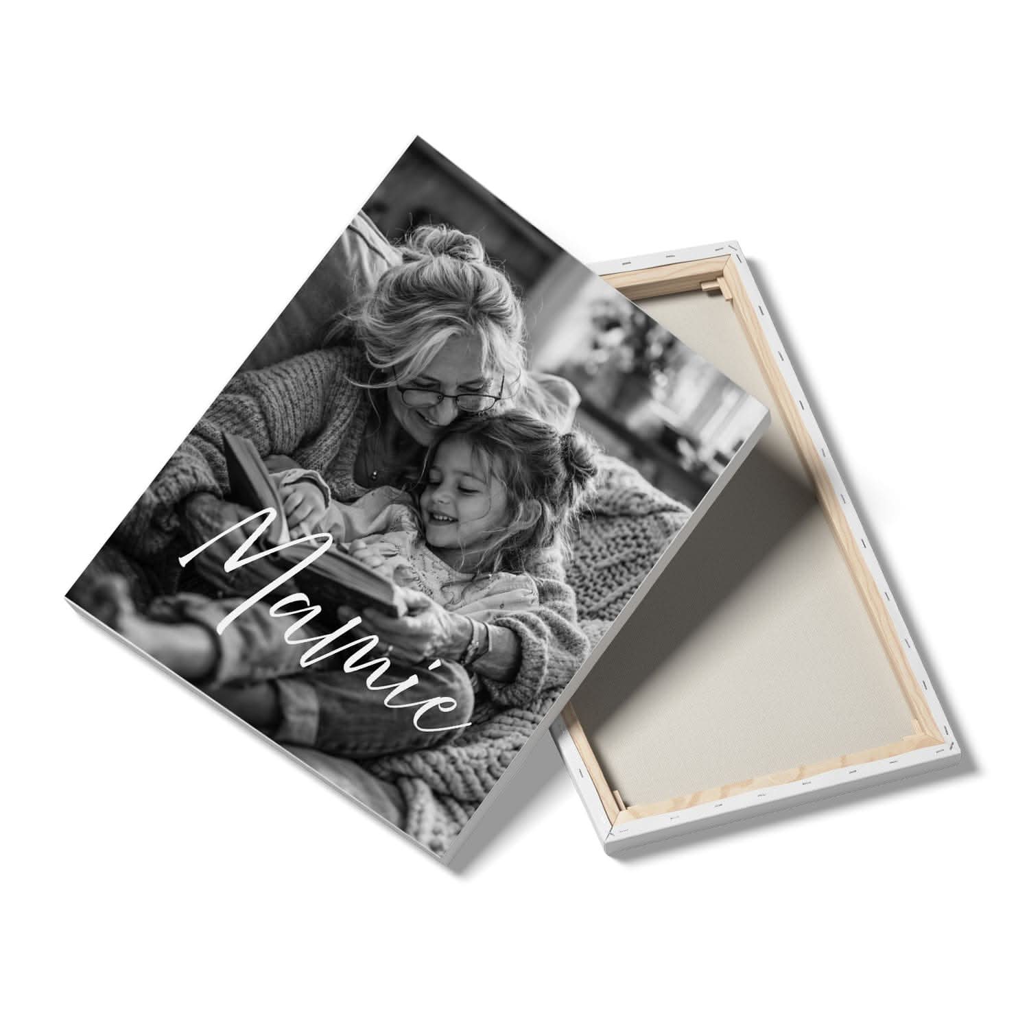 Toile Mamie Personnalisée Noir & Blanc – Photo Unique – Cadeau Grand-Mère Élégant