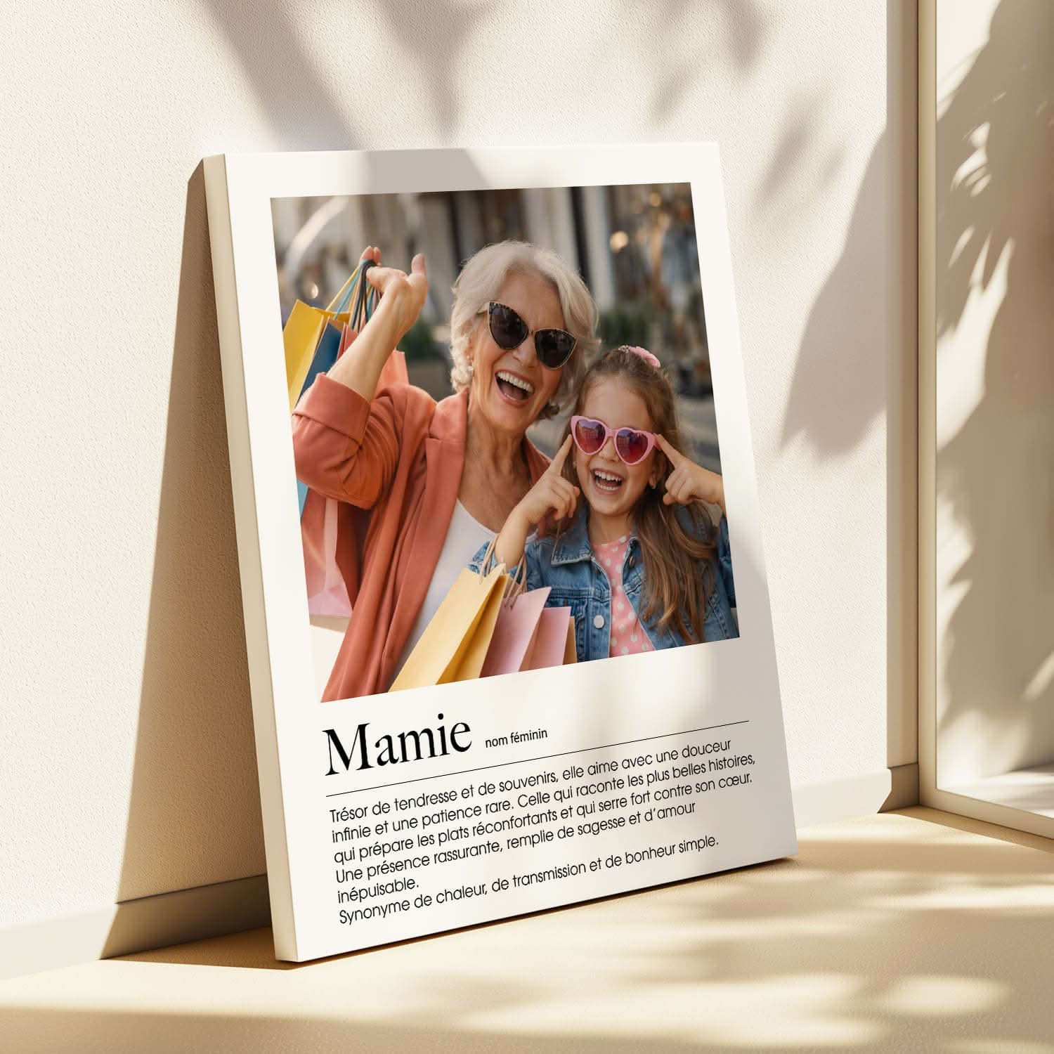 Toile Mamie Définition Personnalisée – Photo & Texte – Cadeau Grand-Mère Émotion