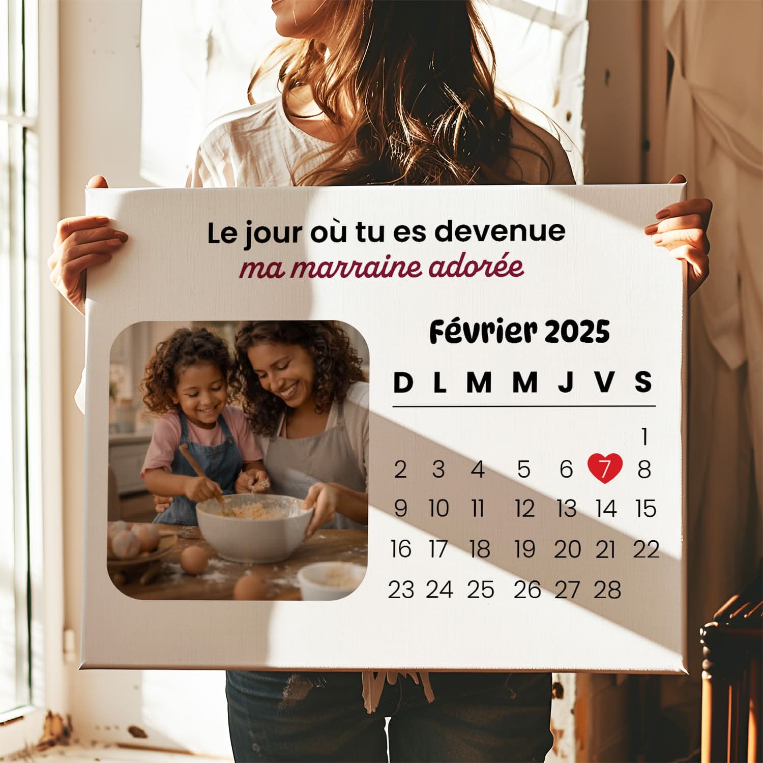 Toile Marraine Personnalisée avec Date – Le Jour Où Tu Es Devenue Ma Marraine