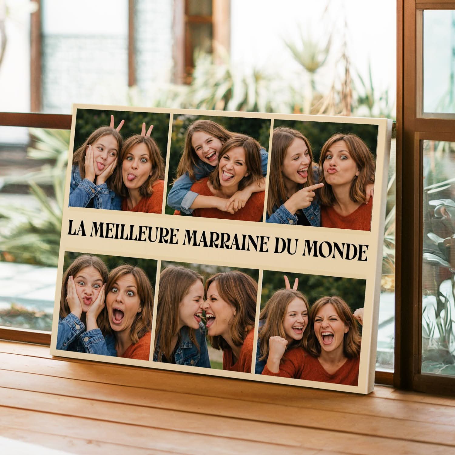 Toile Marraine Personnalisée – Meilleure Marraine du Monde Collage Photos – Cadeau Original