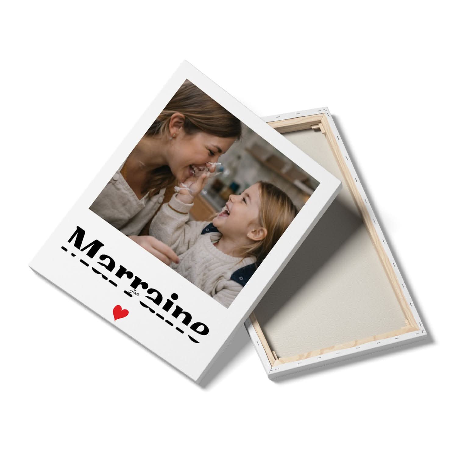 Toile Marraine Personnalisée Style Polaroid avec Prénom – Cadeau Marraine Original