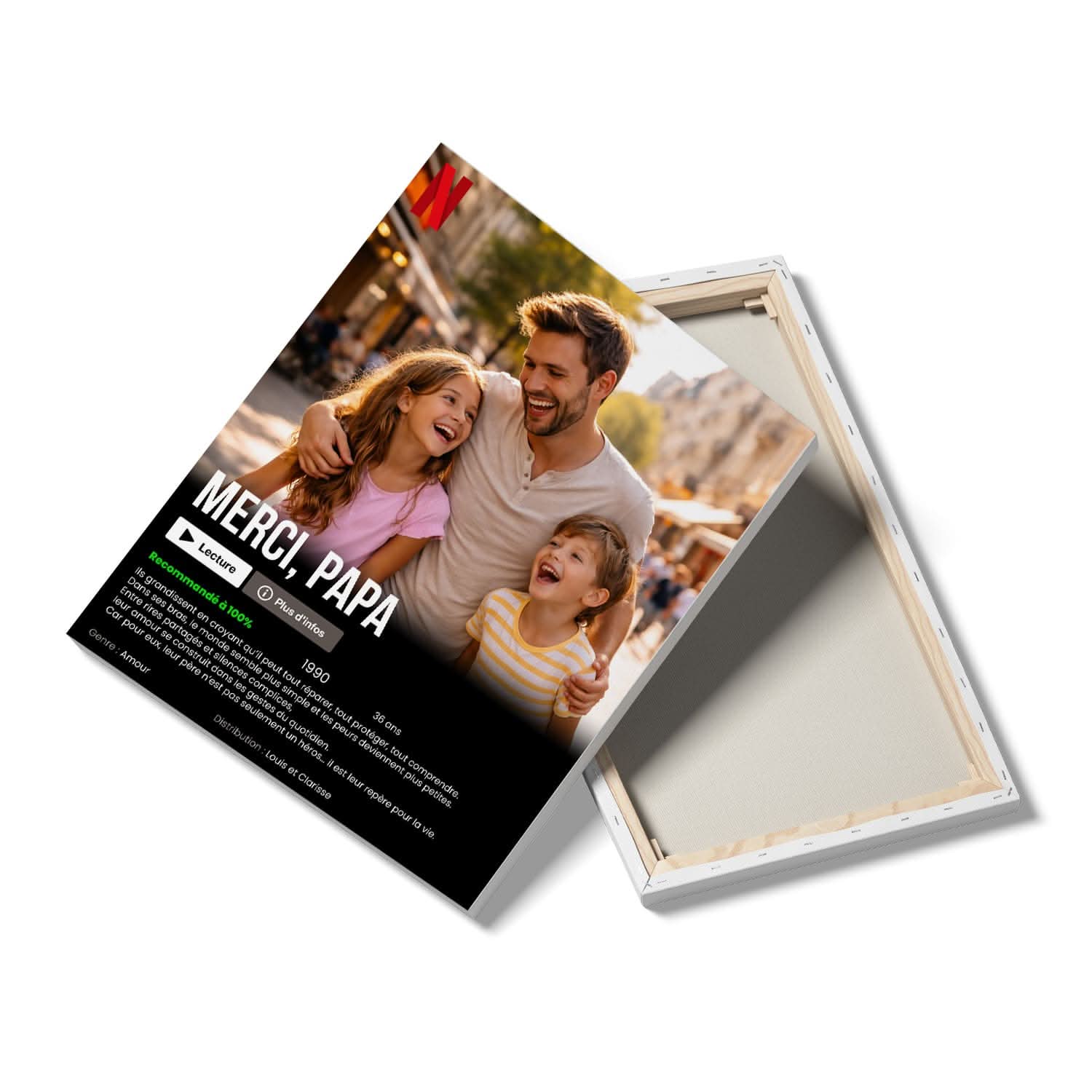 Toile Papa Personnalisée Affiche Style Film – Cadeau Fête des Pères Original