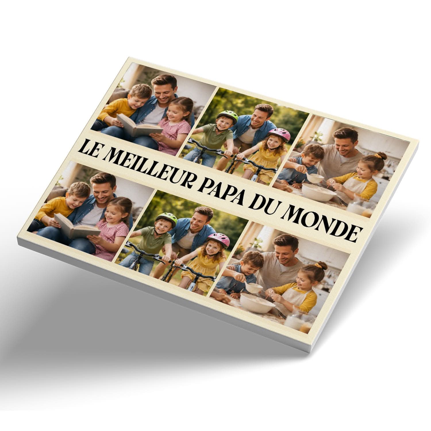 Toile Le Meilleur Papa du Monde – Tableau Photo Personnalisé – Cadeau Fête des Pères
