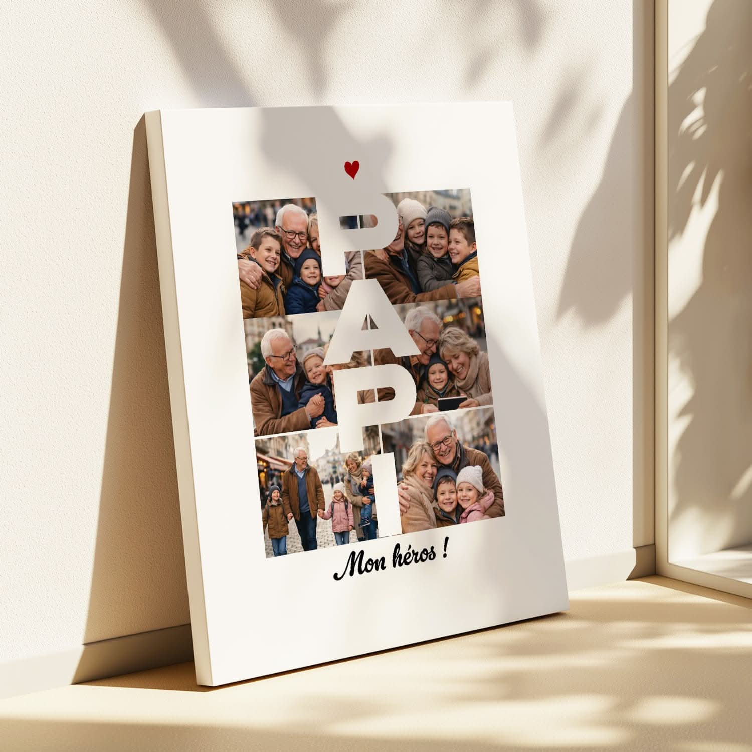 Toile Papi Personnalisée – Lettres PAPI avec Photos – Cadeau Grand-Père Original