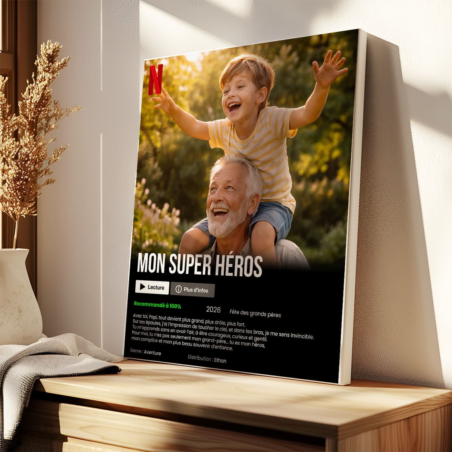 Toile Papi Personnalisée Affiche Style Film – Cadeau Grand-Père Original
