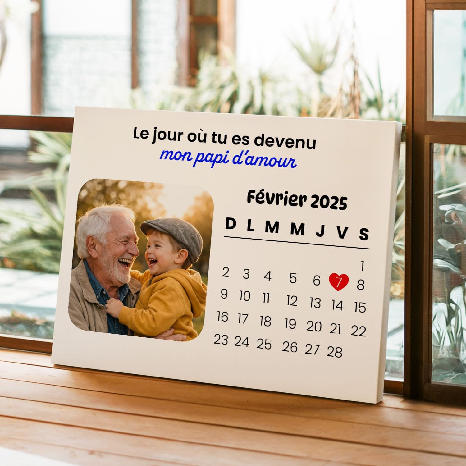 Toile Papi Personnalisée avec Date – Le Jour où Tu Es Devenu Mon Papi – Cadeau Original