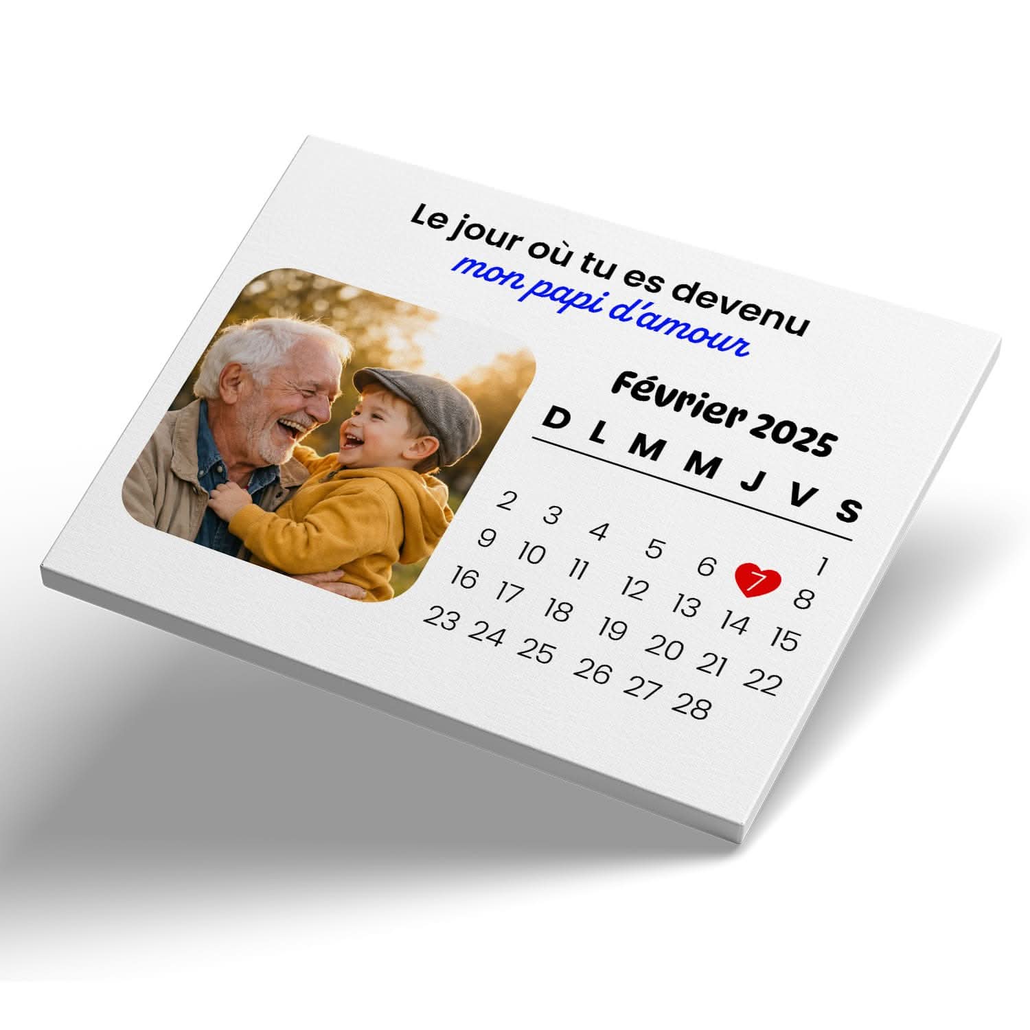 Toile Papi Personnalisée avec Date – Le Jour où Tu Es Devenu Mon Papi – Cadeau Original
