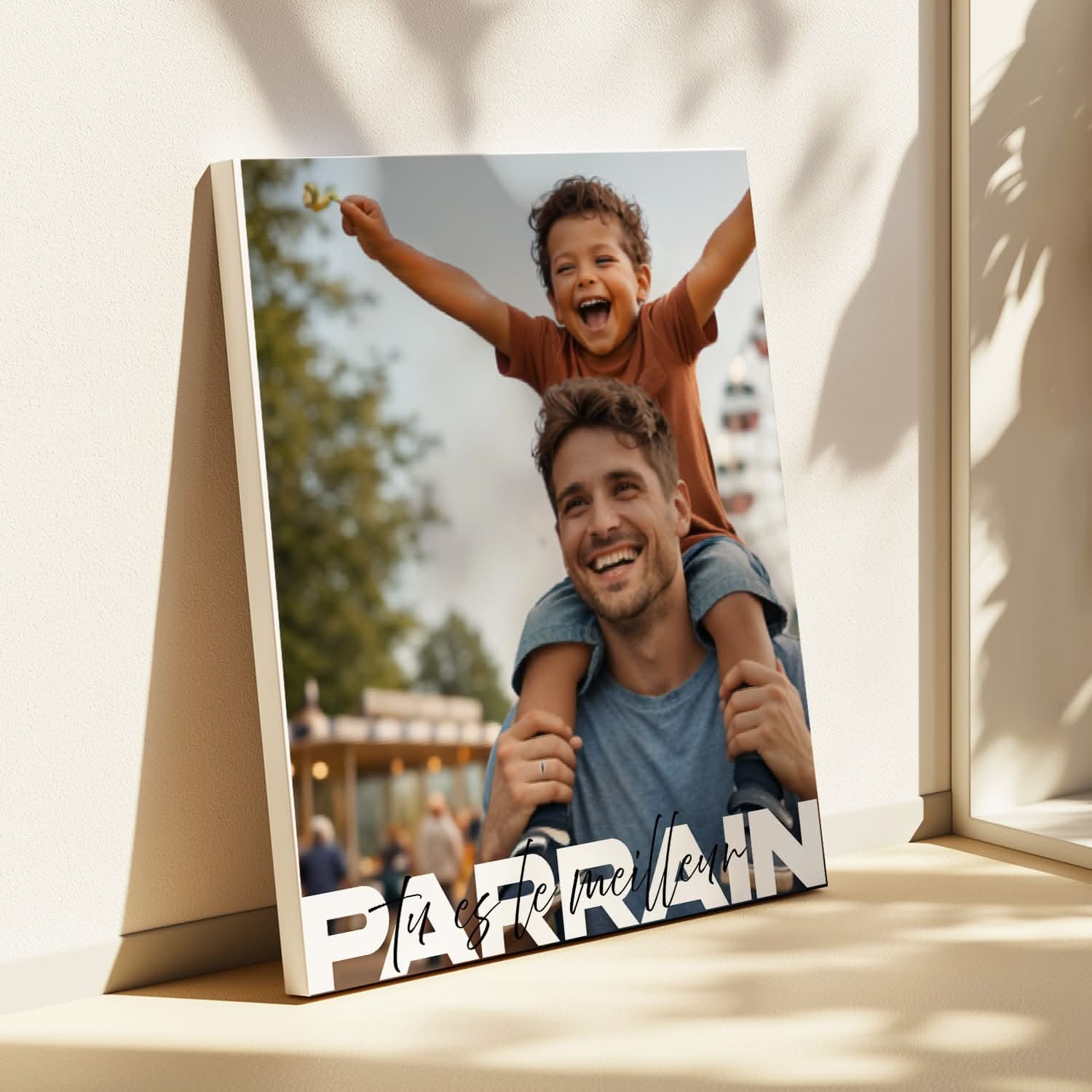 Toile Parrain Personnalisée "Tu es le Meilleur" – Photo & Message – Cadeau Parrain