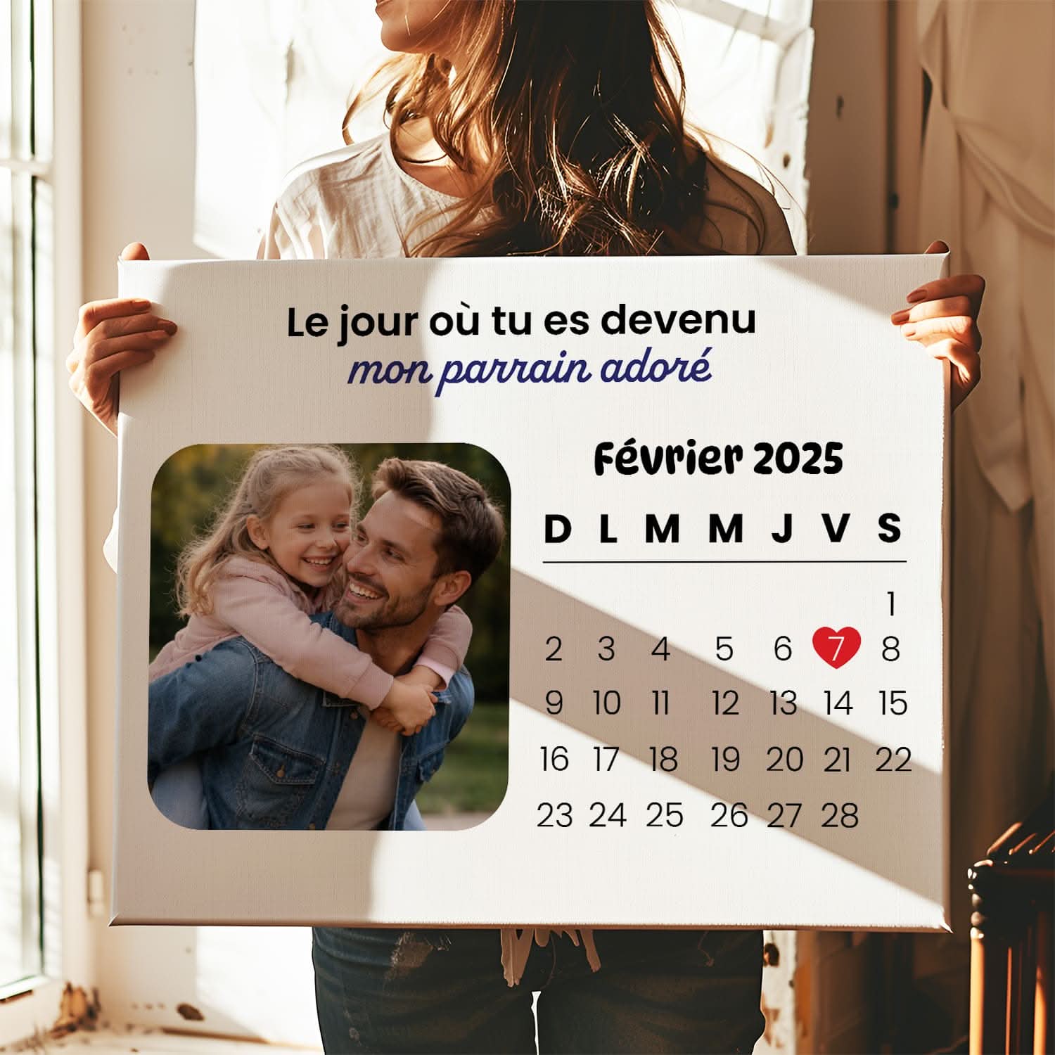 Toile Parrain Personnalisée avec Date – Le Jour où Tu Es Devenu Mon Parrain – Cadeau Original