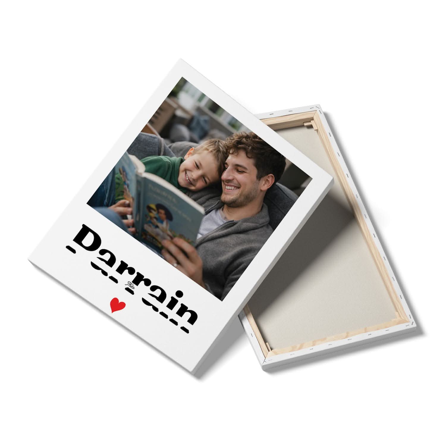 Toile Parrain Personnalisée Style Polaroid avec Prénom – Cadeau Parrain Original