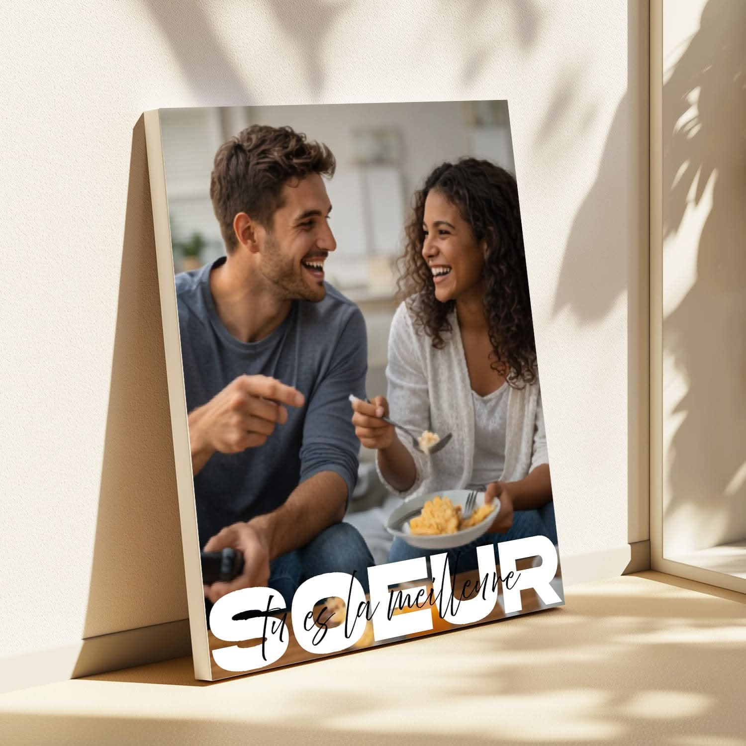 Toile Sœur Personnalisée – Photo Plein Cadre & Message – Cadeau Sœur Original