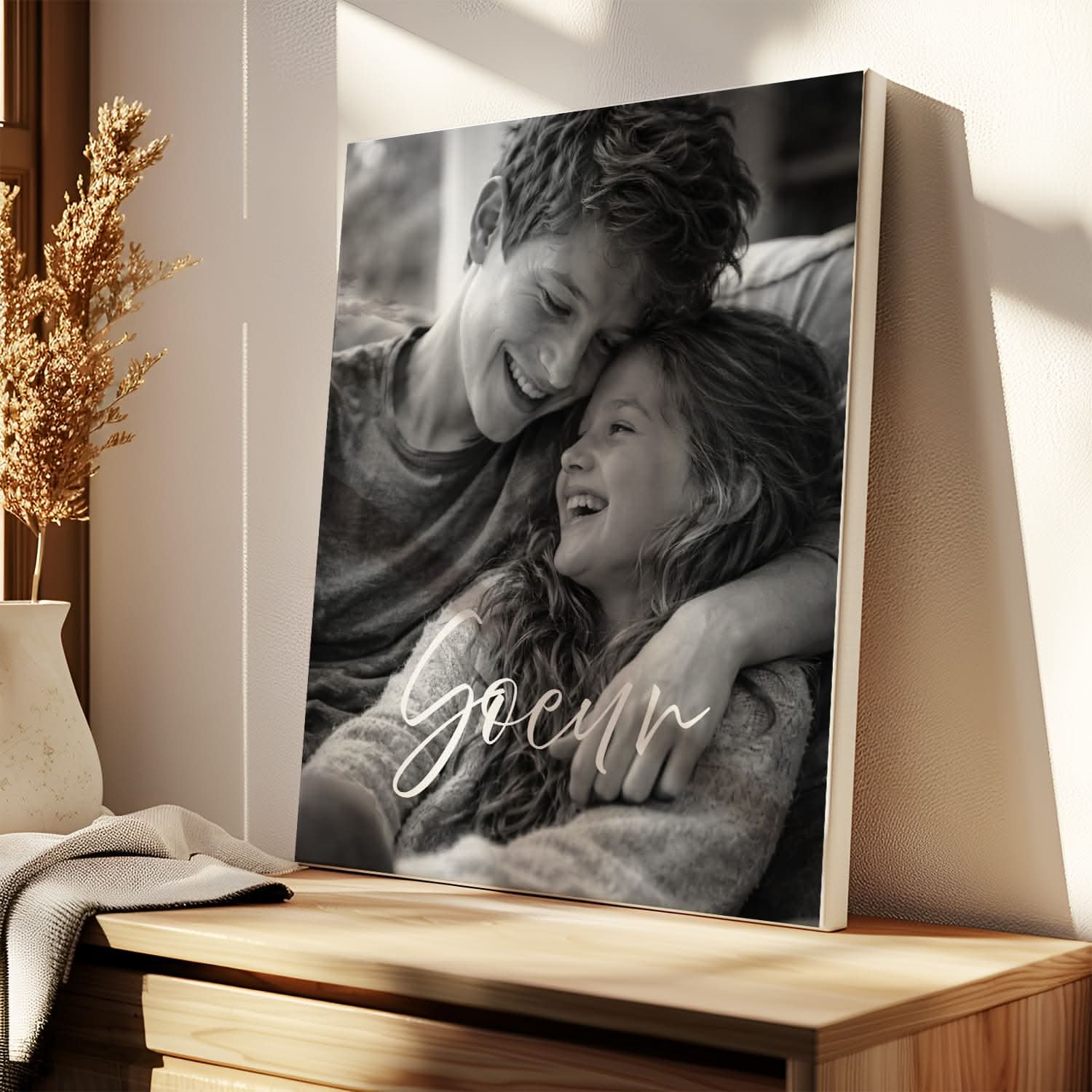 Toile Sœur Personnalisée Noir & Blanc – Photo Minimaliste – Cadeau Sœur Élégant