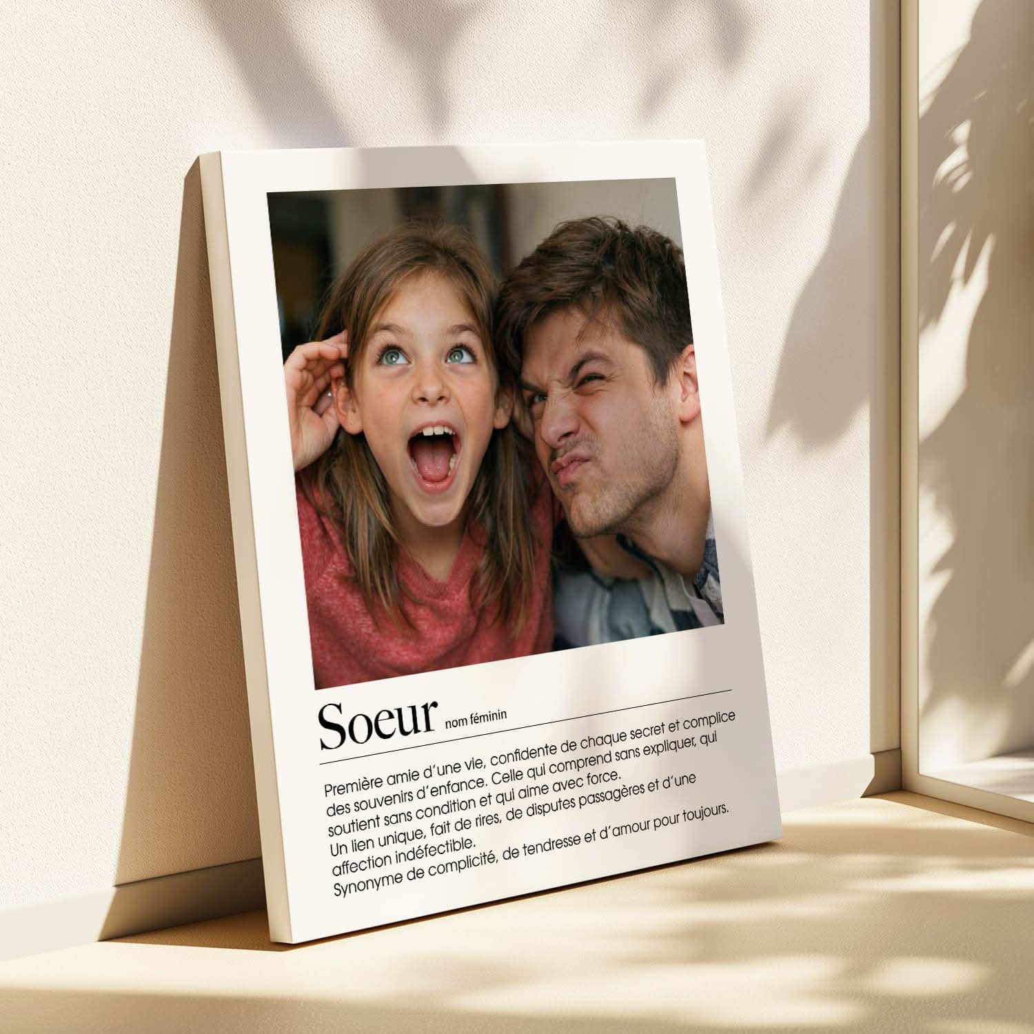 Toile Sœur Définition Personnalisée – Photo & Texte – Cadeau Sœur Émotion