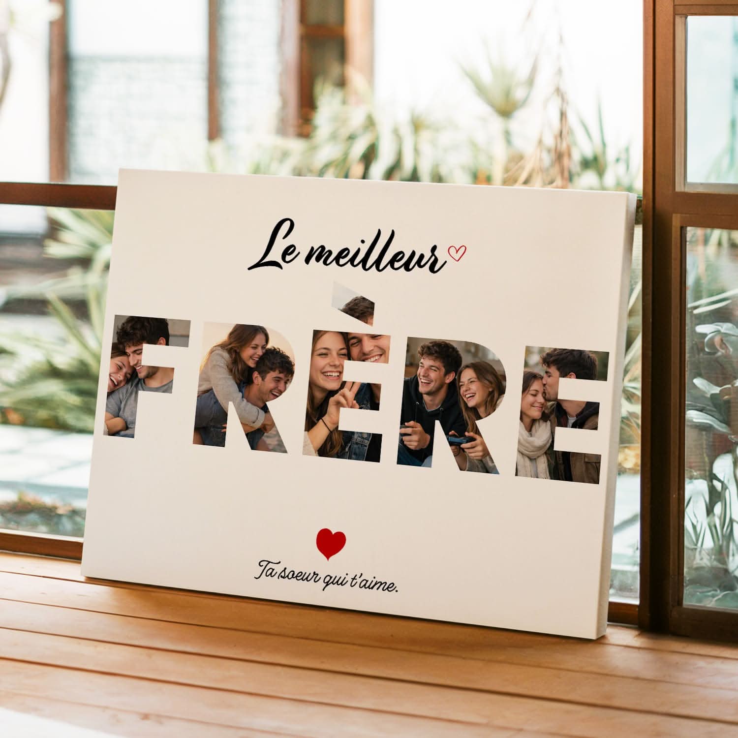 Toile Frère Personnalisé – Mot FRÈRE avec Photos – Cadeau Frère Original