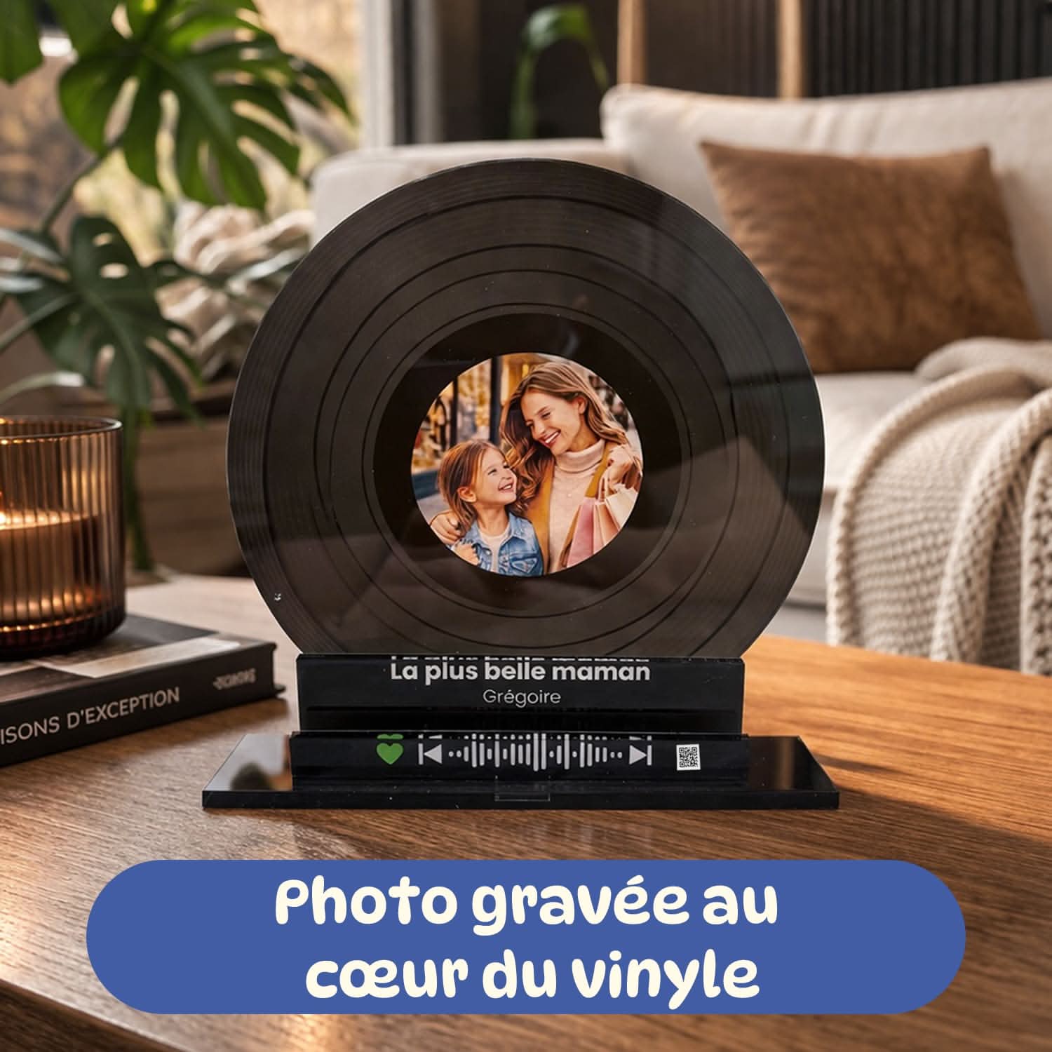 UniKit Vinyle Personnalisé 3D – Photo & Musique – Cadeau Fête des Mères
