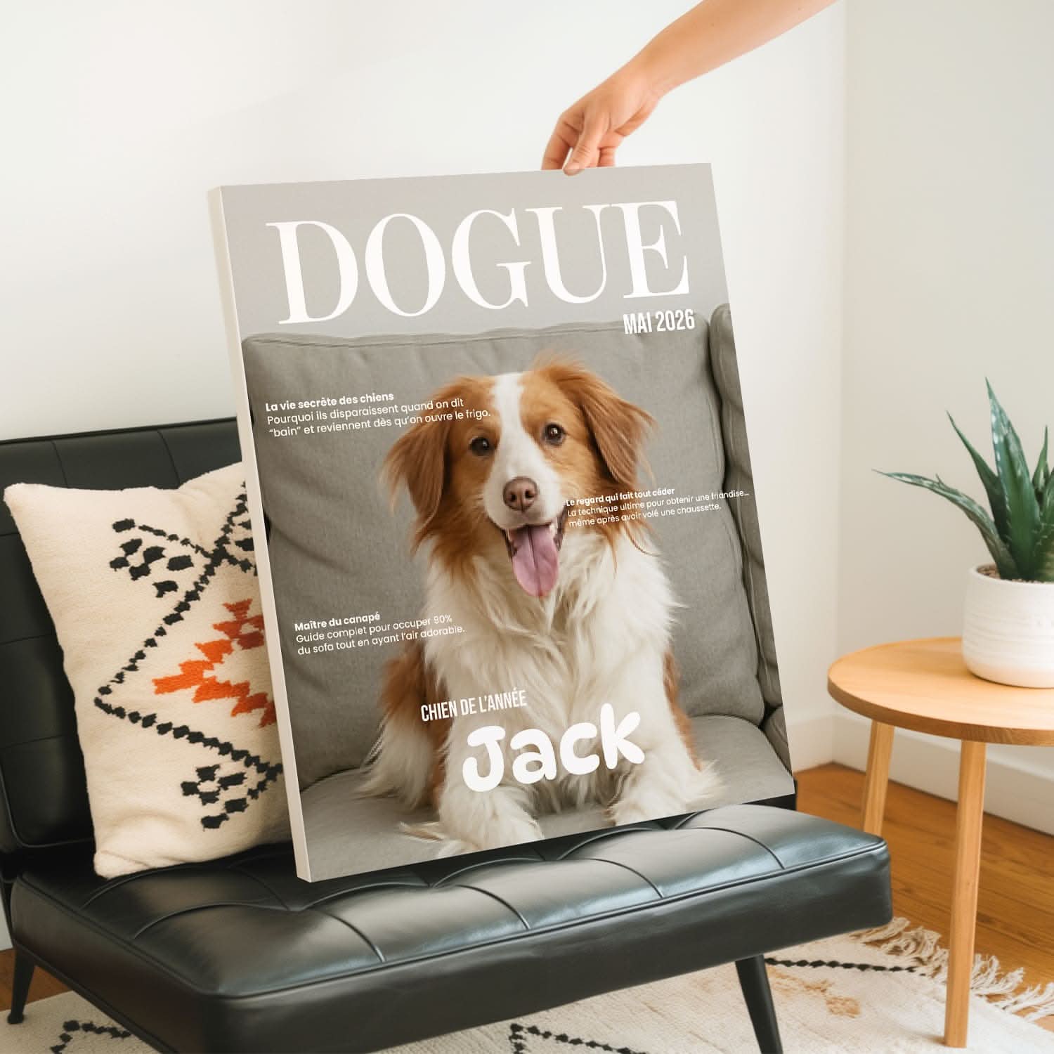 Toile Chien Personnalisée Style Magazine DOGUE – Cadeau Original Amoureux des Chiens