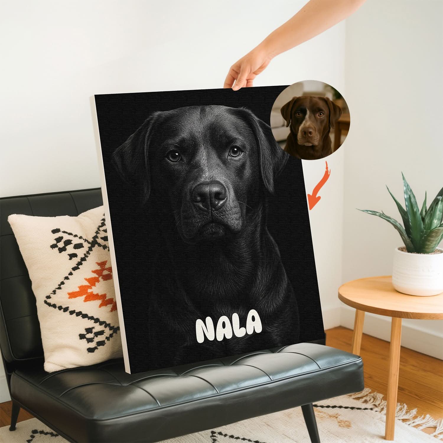 Portrait Animal Personnalisé Noir & Blanc sur Toile – Cadeau Original Élégant