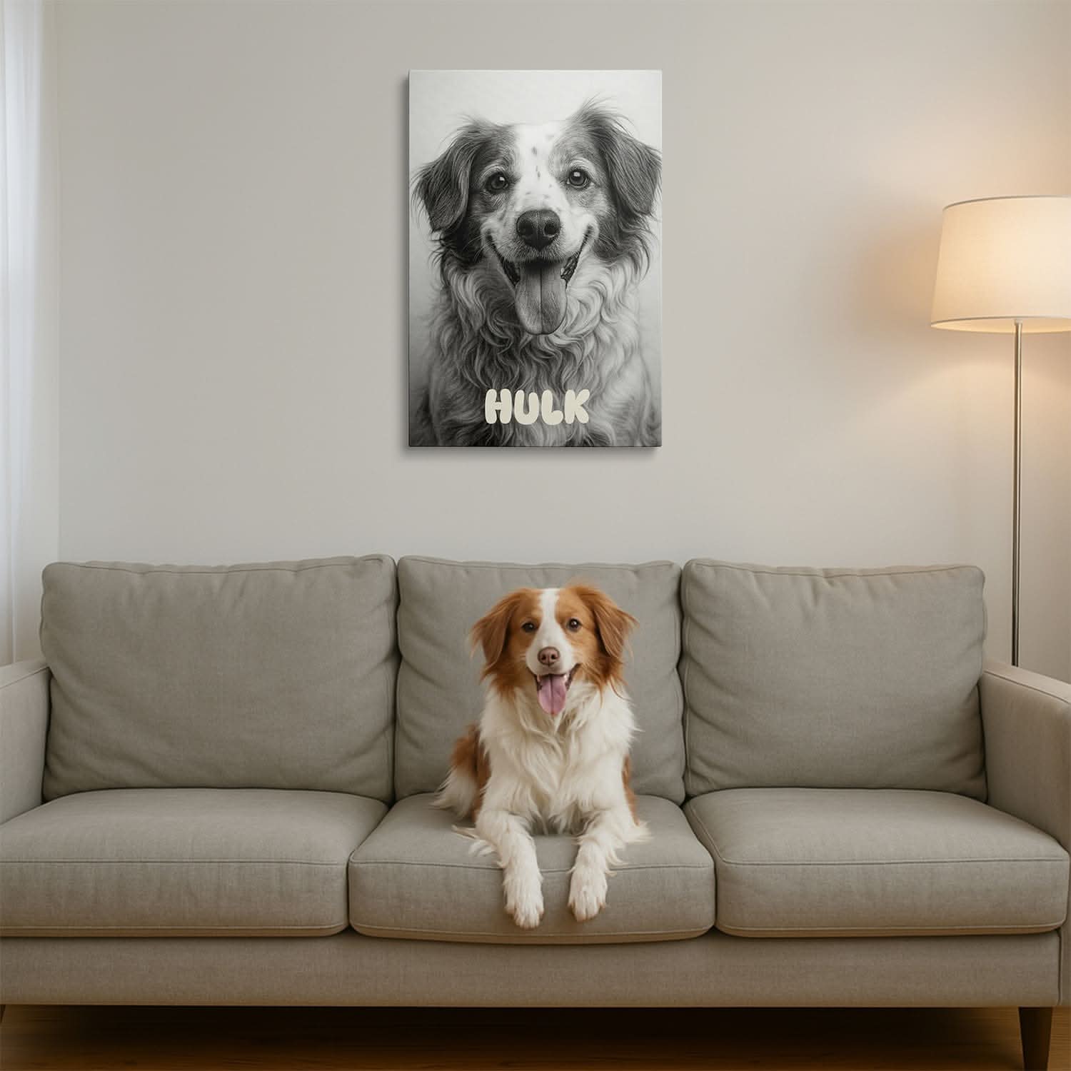 Portrait Animal Personnalisé Noir &amp; Blanc sur Toile – Cadeau Original Élégant