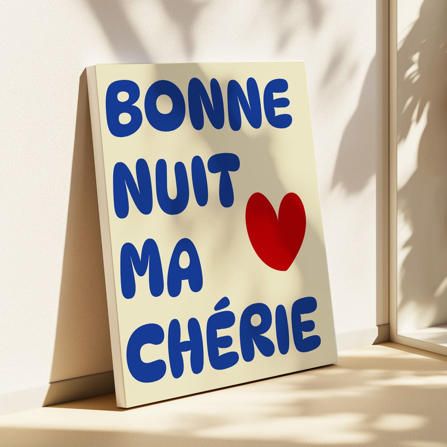 Toile Décoration Murale Romantique – "Bonne Nuit Ma Chérie" – Cadeau Amoureux Original