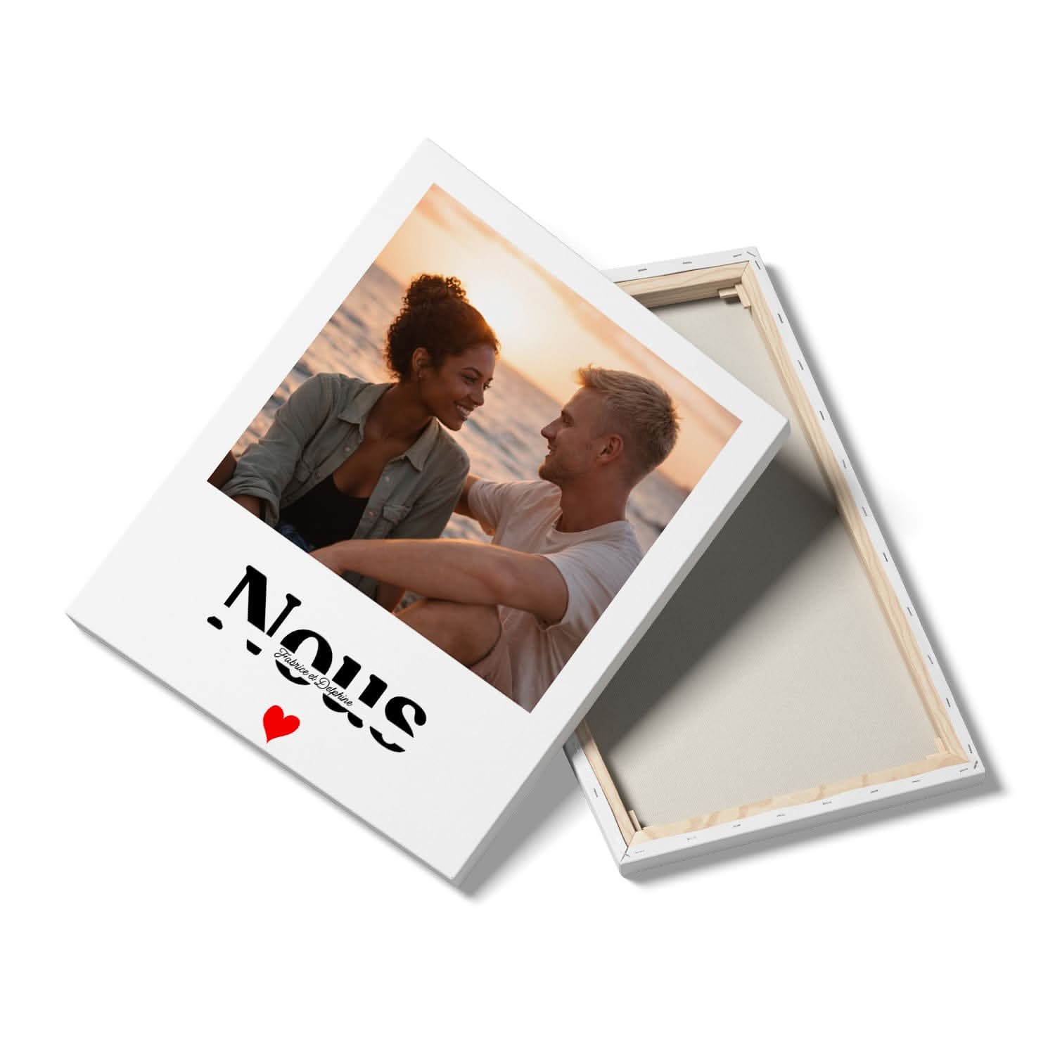 Toile Photo Couple Personnalisée "Nous" avec Prénoms – Décoration Murale Romantique