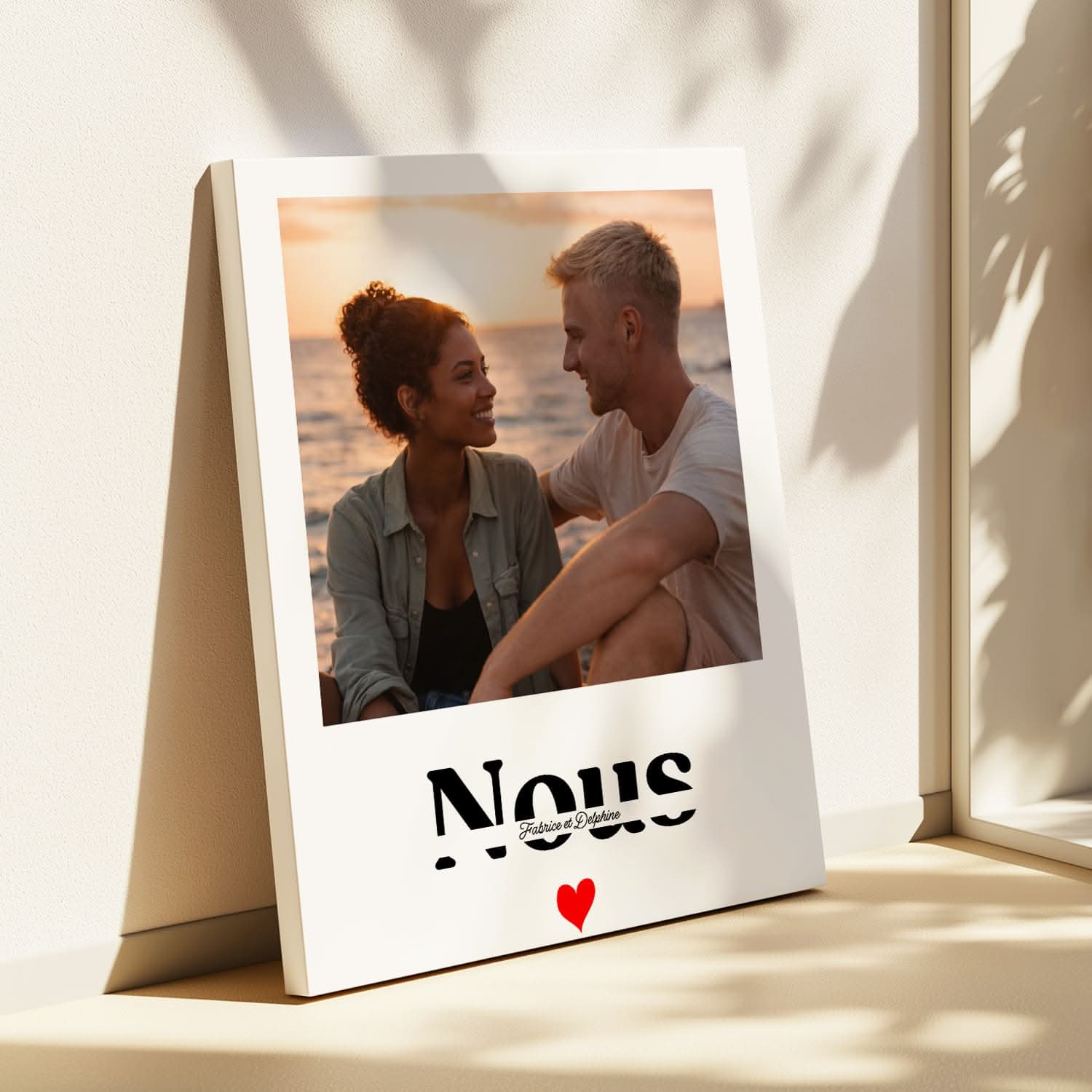 Toile Photo Couple Personnalisée "Nous" avec Prénoms – Décoration Murale Romantique