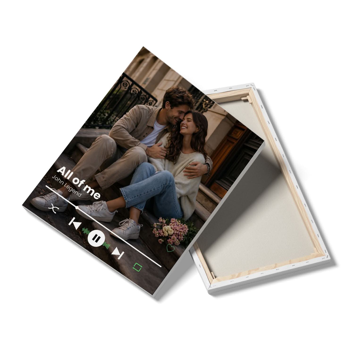 Toile Couple Personnalisée – Chanson &amp; Photo Lecteur Musical – Cadeau Romantique Unique