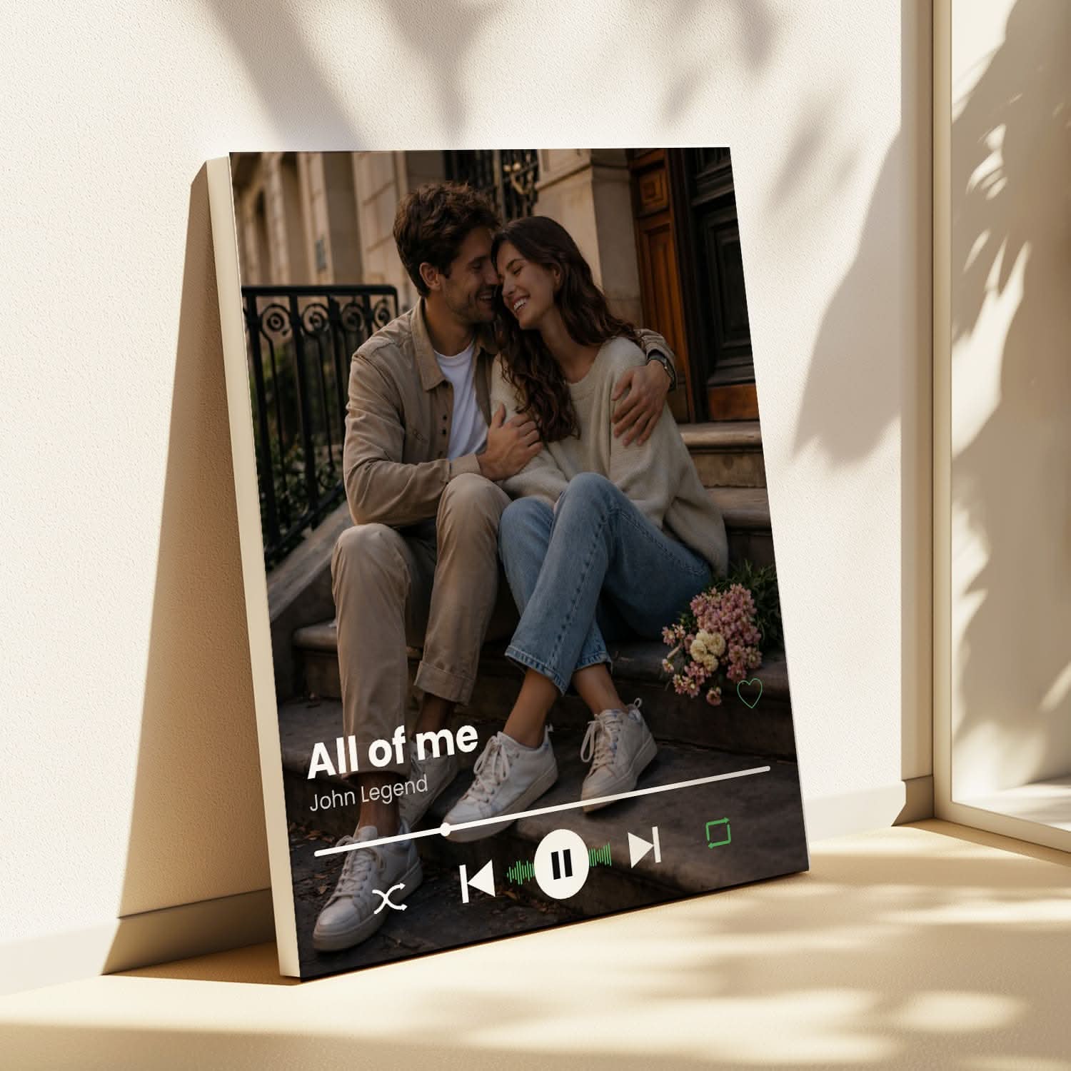 Toile Couple Personnalisée – Chanson &amp; Photo Lecteur Musical – Cadeau Romantique Unique