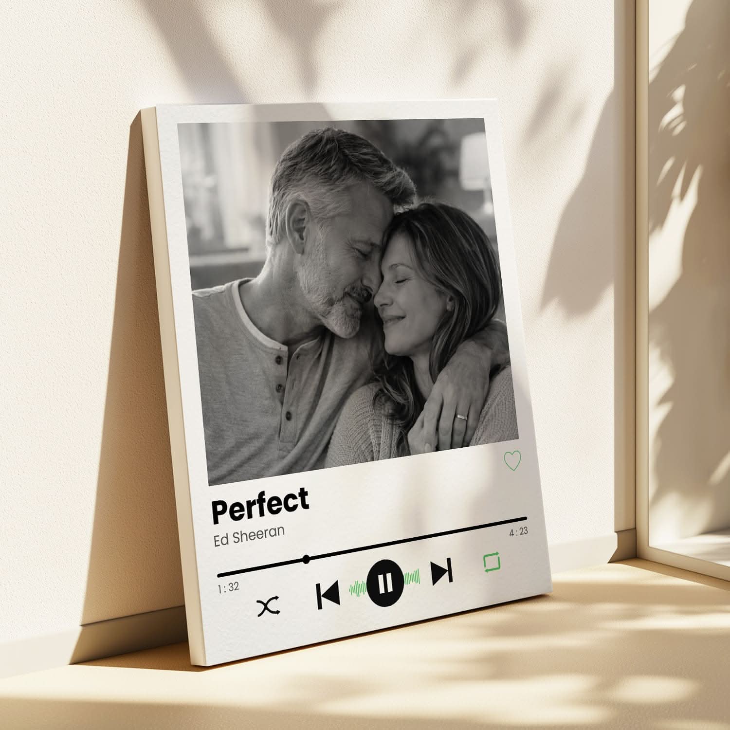 Toile Couple Personnalisée – Chanson &amp; Photo Style Vinyle – Cadeau Romantique Original