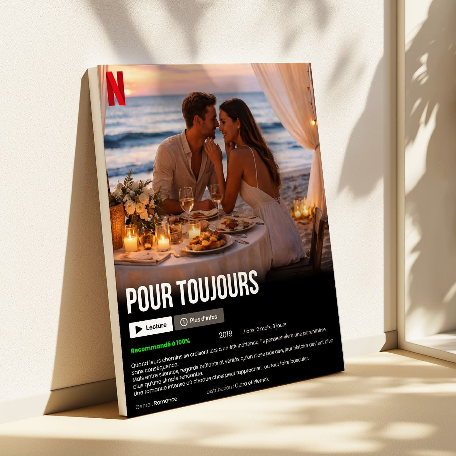 Toile Affiche Film Personnalisée Couple – Votre Histoire en Cinéma – Cadeau Romantique