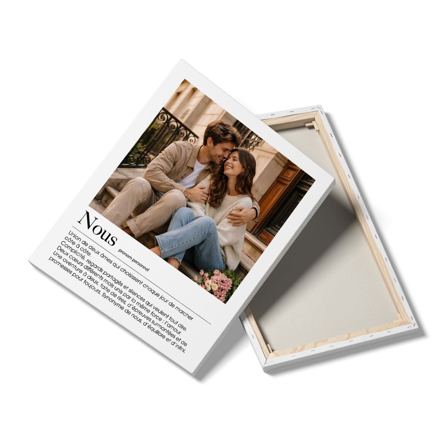 Toile Couple Personnalisée "Nous" – Définition Amour avec Photo – Cadeau Romantique