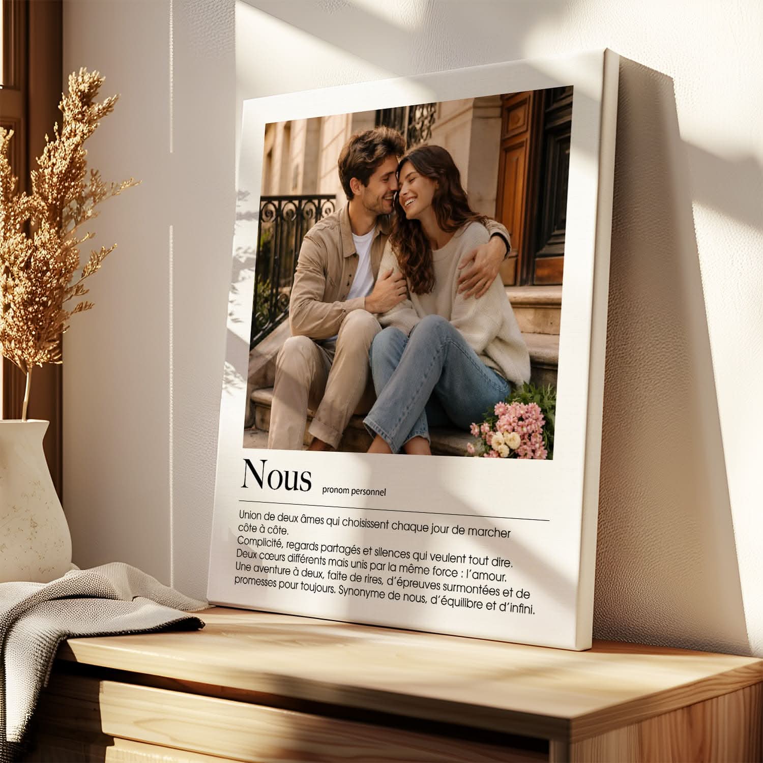 Toile Couple Personnalisée "Nous" – Définition Amour avec Photo – Cadeau Romantique