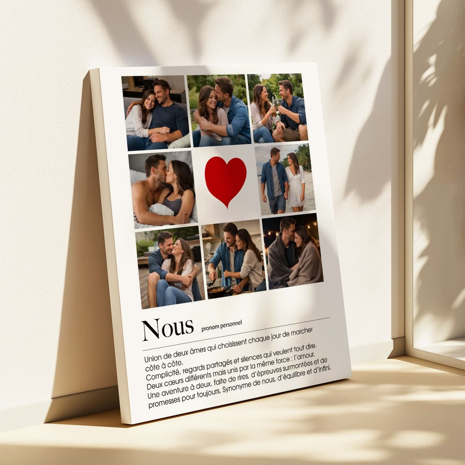 Toile Couple Personnalisée "Nous" – Collage Photo &amp; Définition Amour – Cadeau Original
