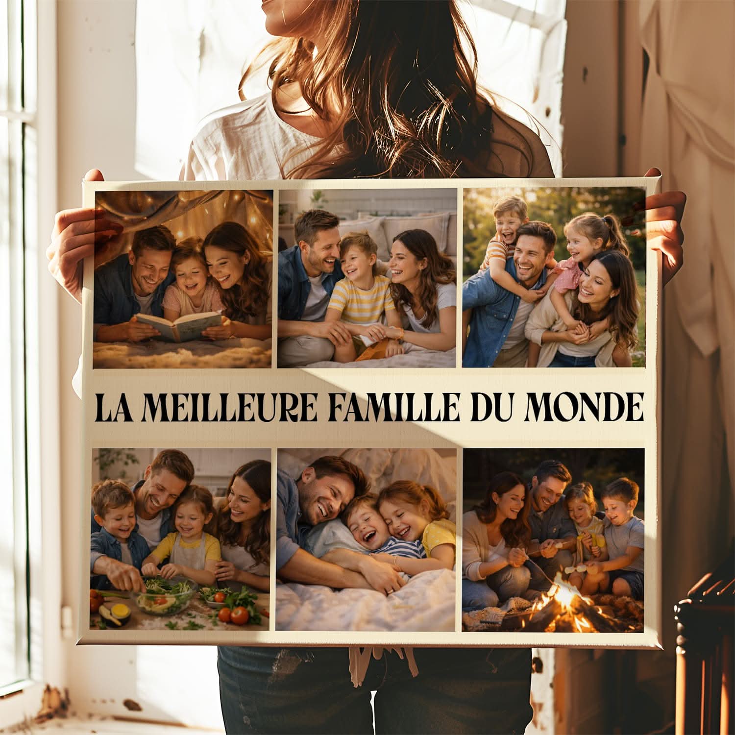Toile Famille Personnalisée avec Photos – Cadeau Original Famille