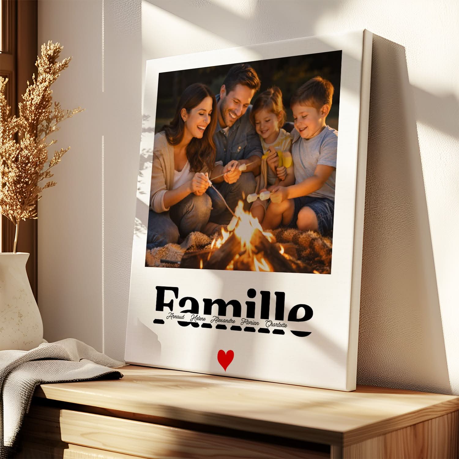 Toile Photo Famille Personnalisée – Nom de Famille en Grand Format – Cadeau Unique