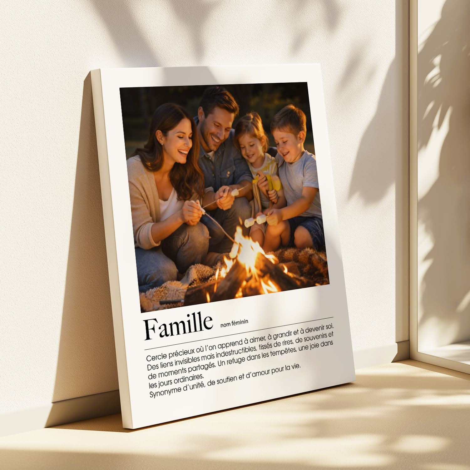 Toile Famille Définition Personnalisée – Photo &amp; Texte Émotion – Cadeau Famille Original