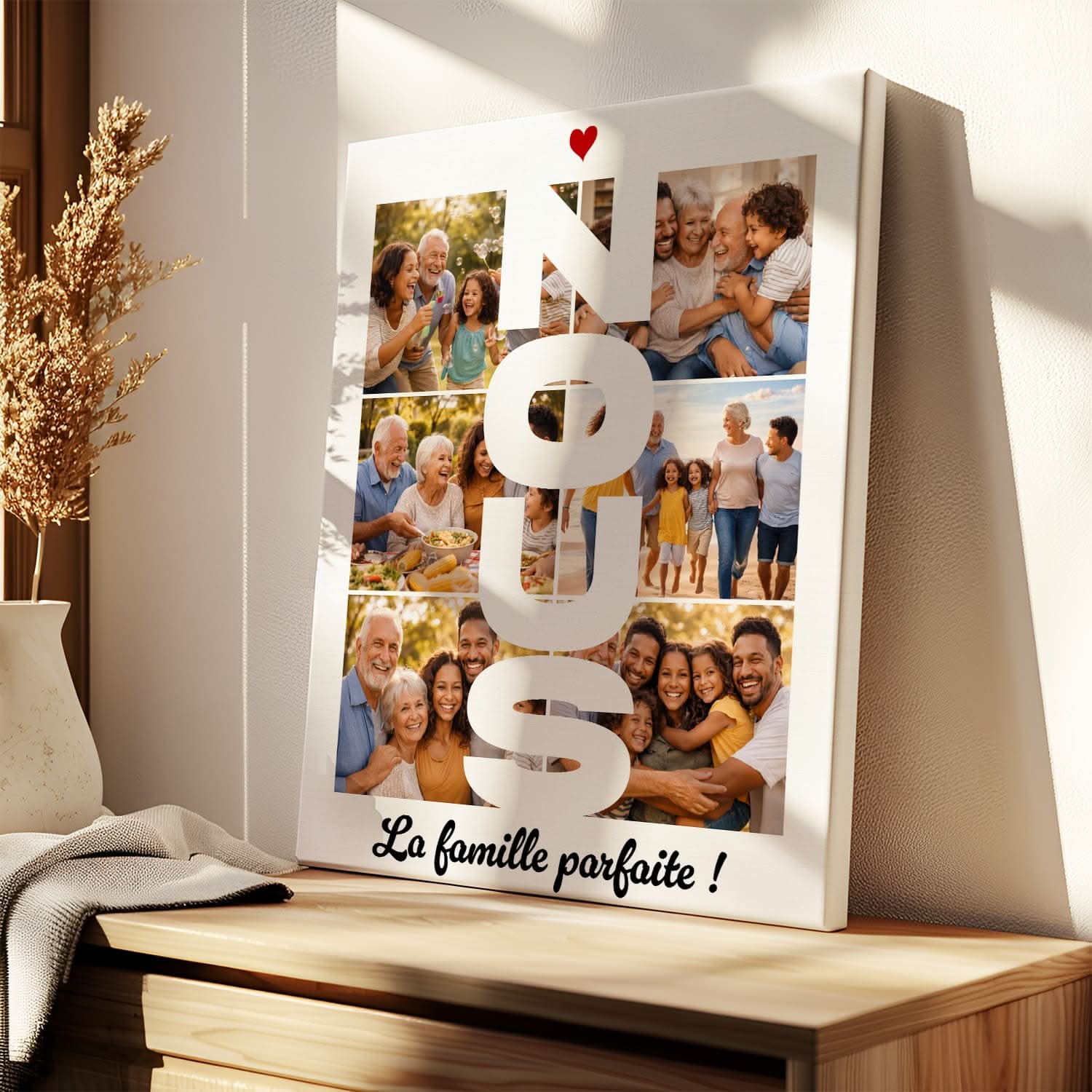 Toile Famille Personnalisée NOUS – Collage Photos – Cadeau Famille Original