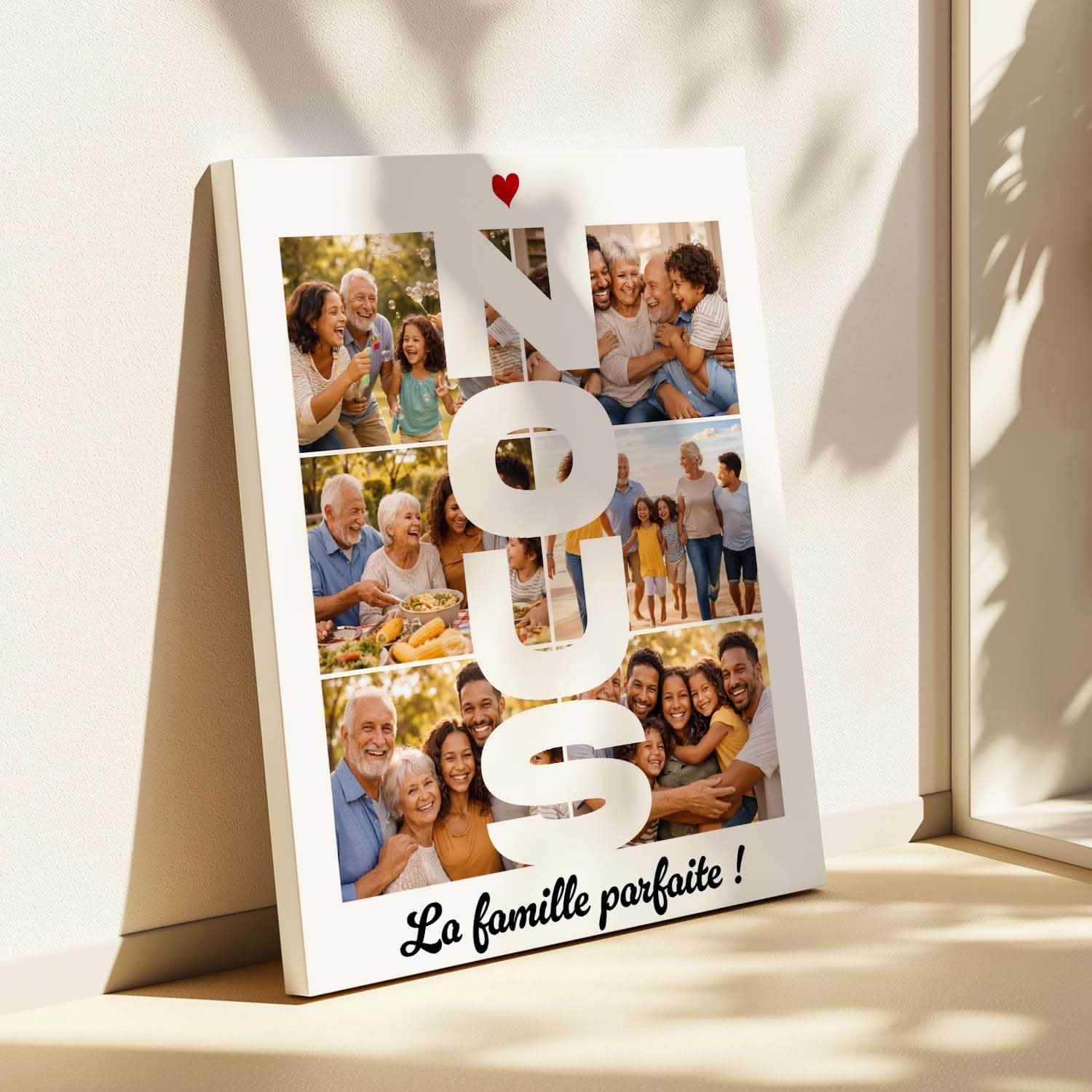 Toile Famille Personnalisée NOUS – Collage Photos – Cadeau Famille Original