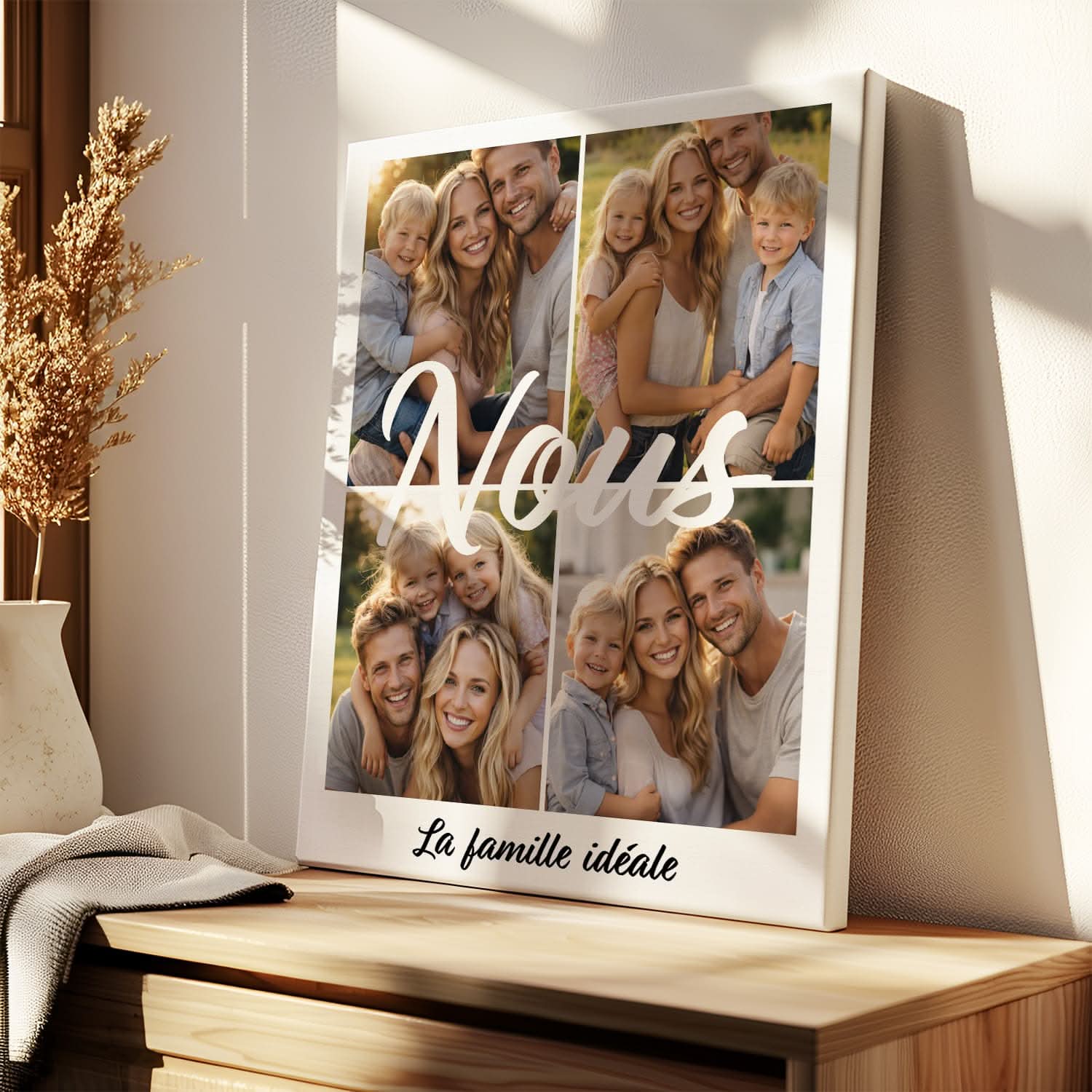 Toile Famille Personnalisée – Collage Photos “Nous” – Tableau Famille Original