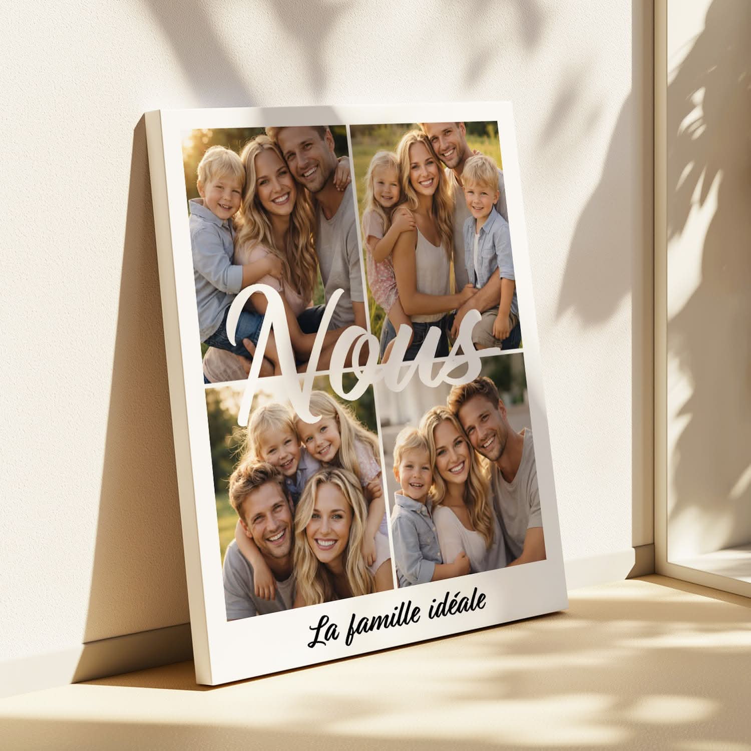 Toile Famille Personnalisée – Collage Photos “Nous” – Tableau Famille Original