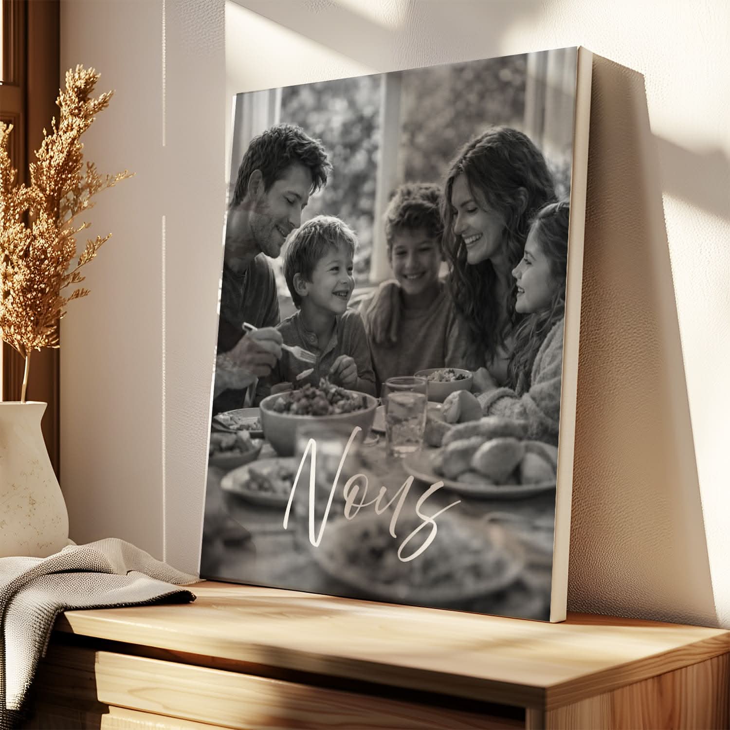Toile Photo Famille Personnalisée "Nous" – Tableau Minimaliste Émotion